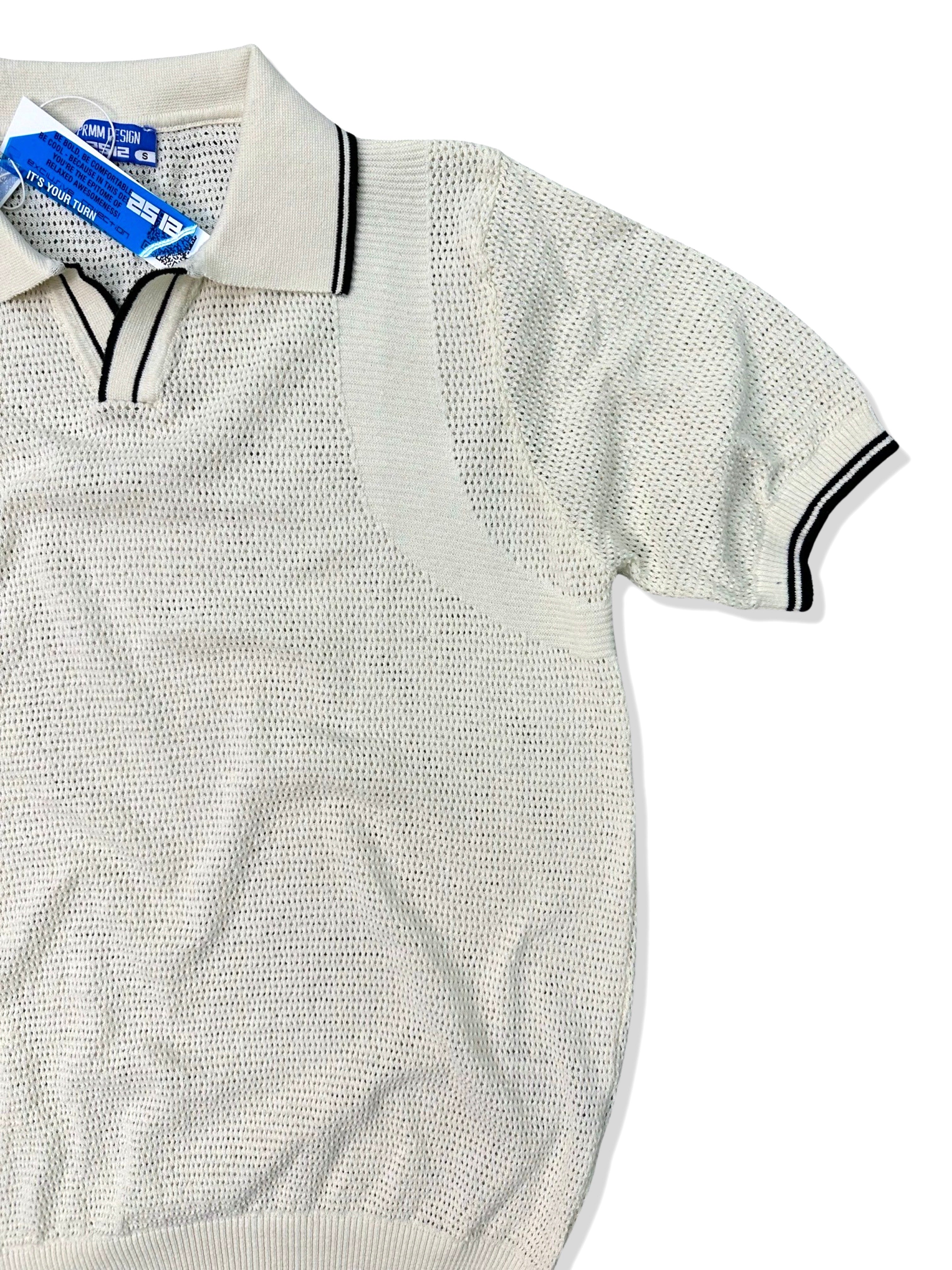 MT1831 - Örme Delikli Şerit Detaylı Polo Yaka T-Shirt