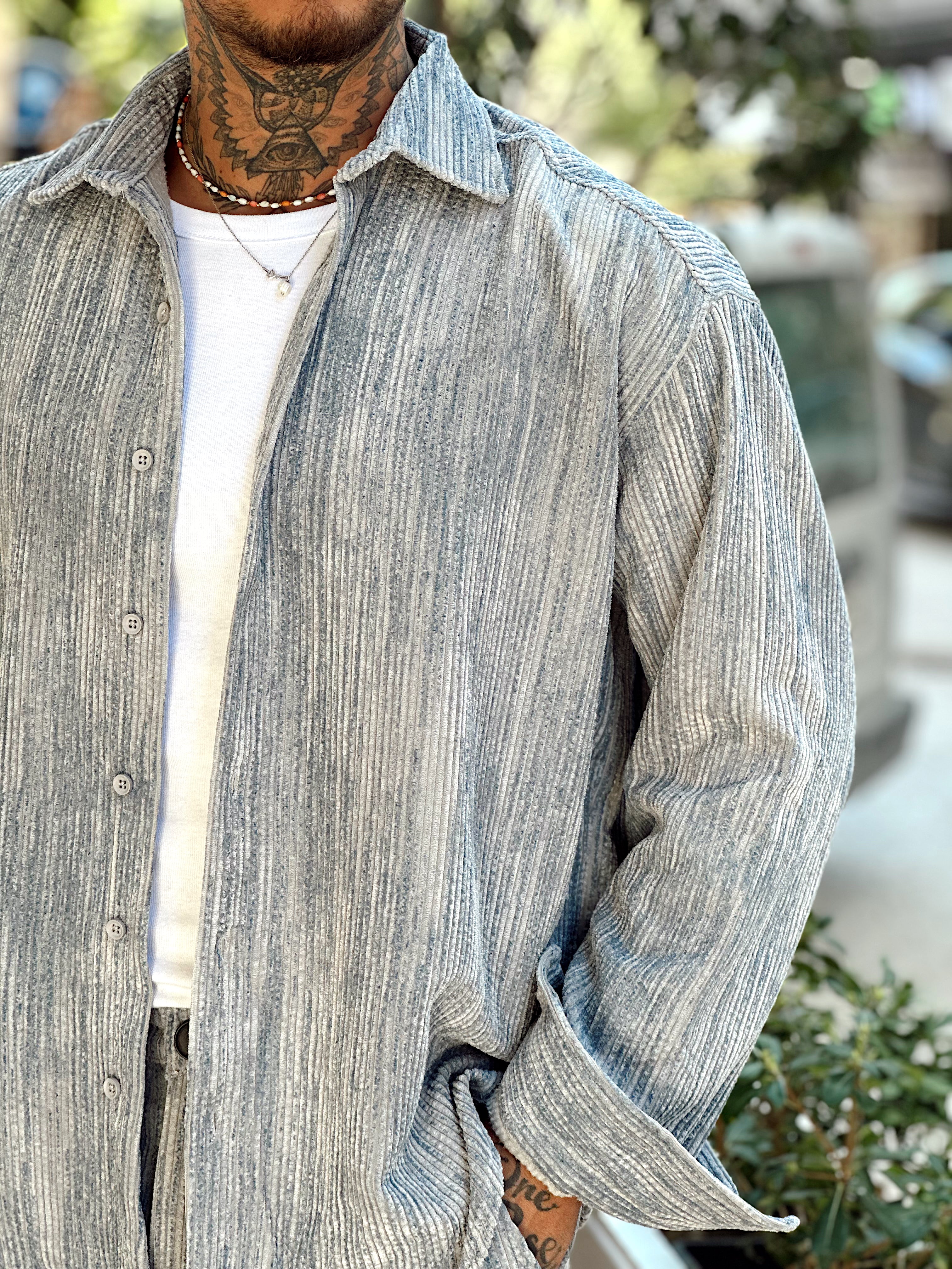 MT4010 - Efektli Oversize Kadife Alt-Üst Takım gri-mavi