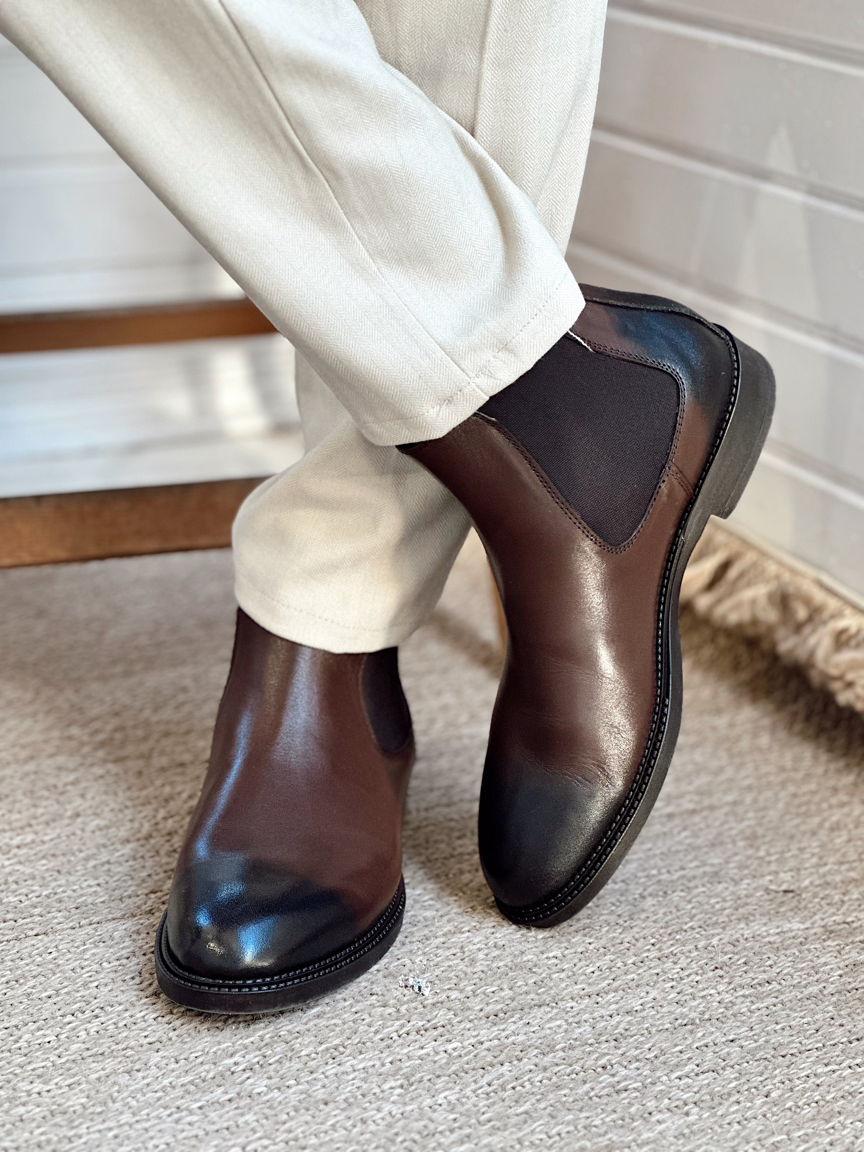 MA4036 - %100 Deri Chelsea Model Bot Kahve