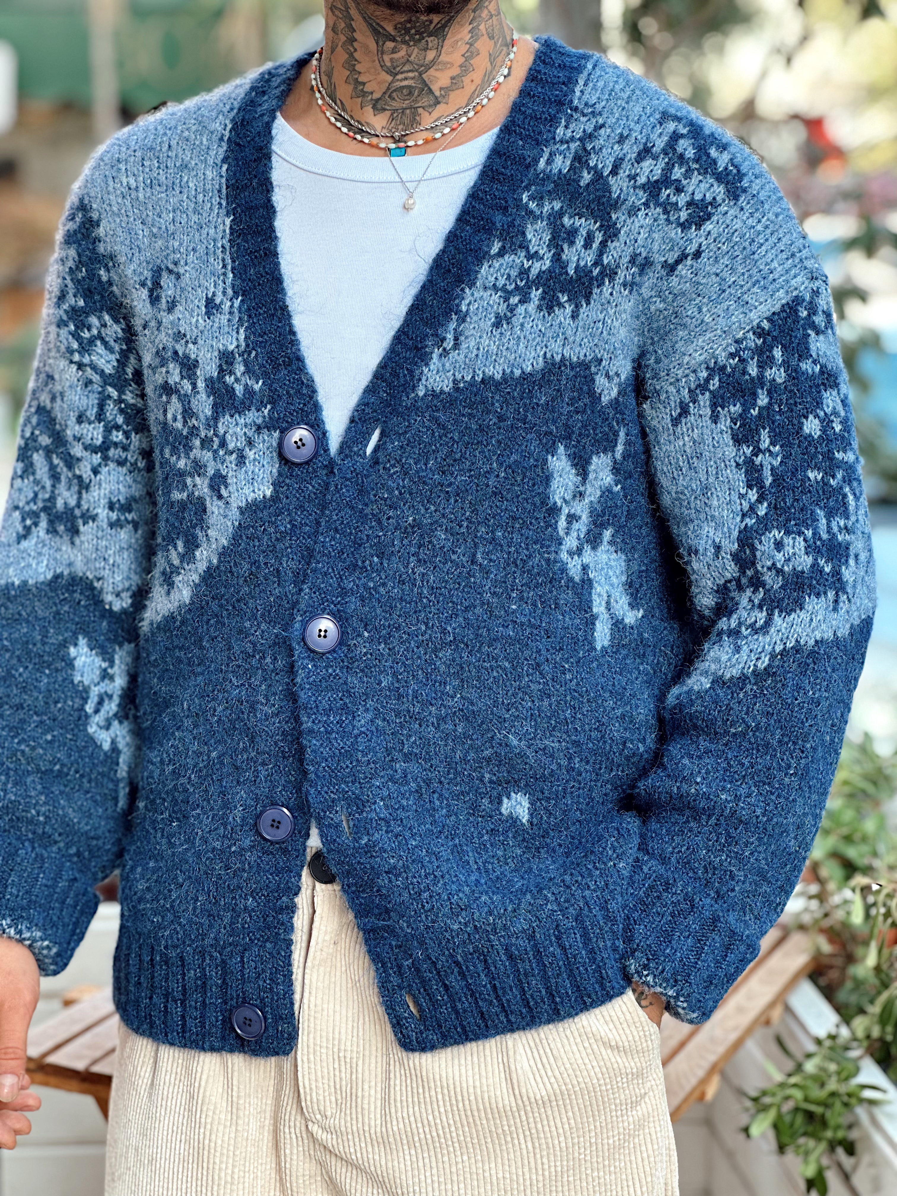 MS4084 - Oversize Çift Renk Yün Hırka laci