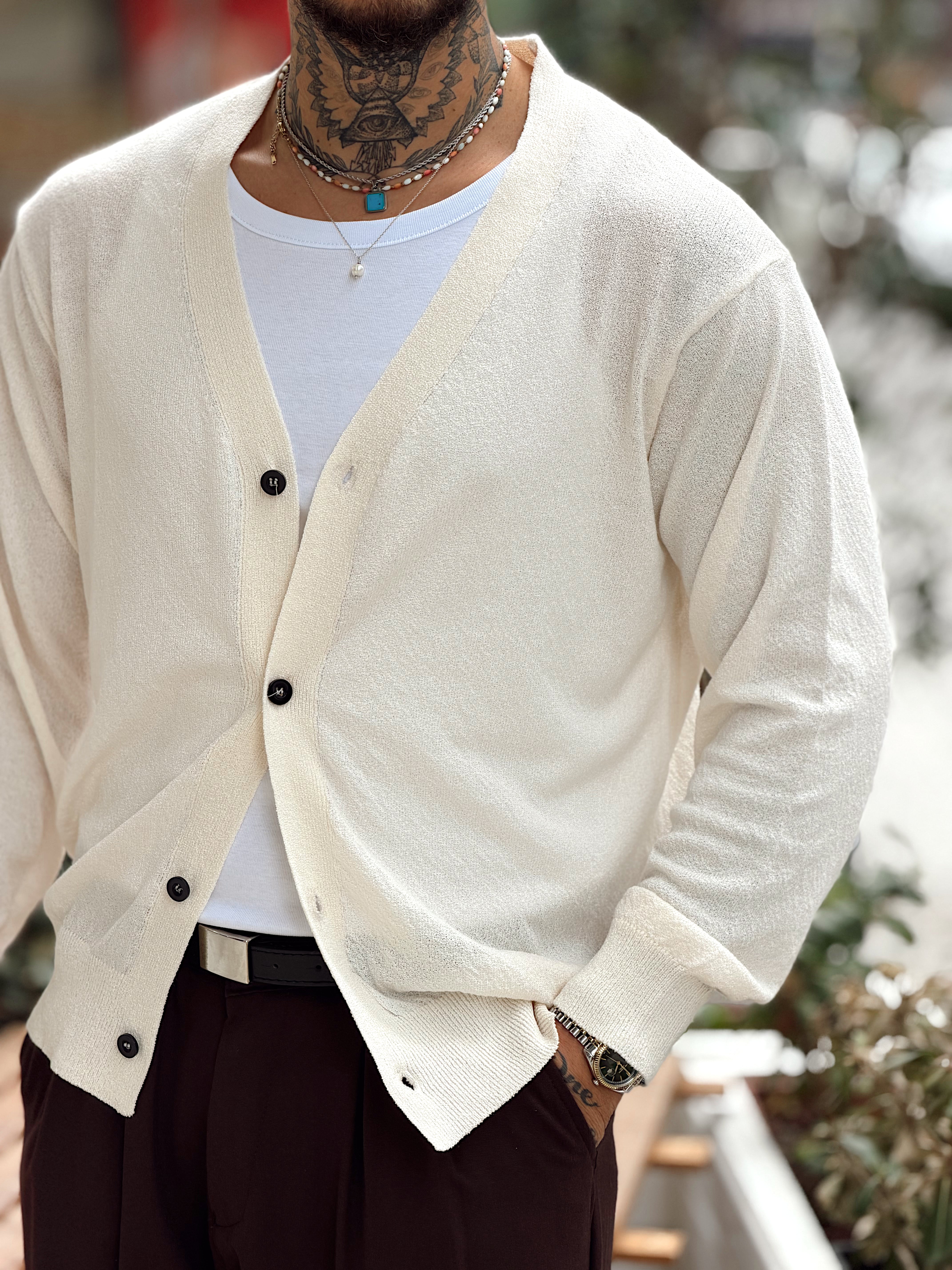 MS4108 - Mevsimlik İnce Hırka Krem