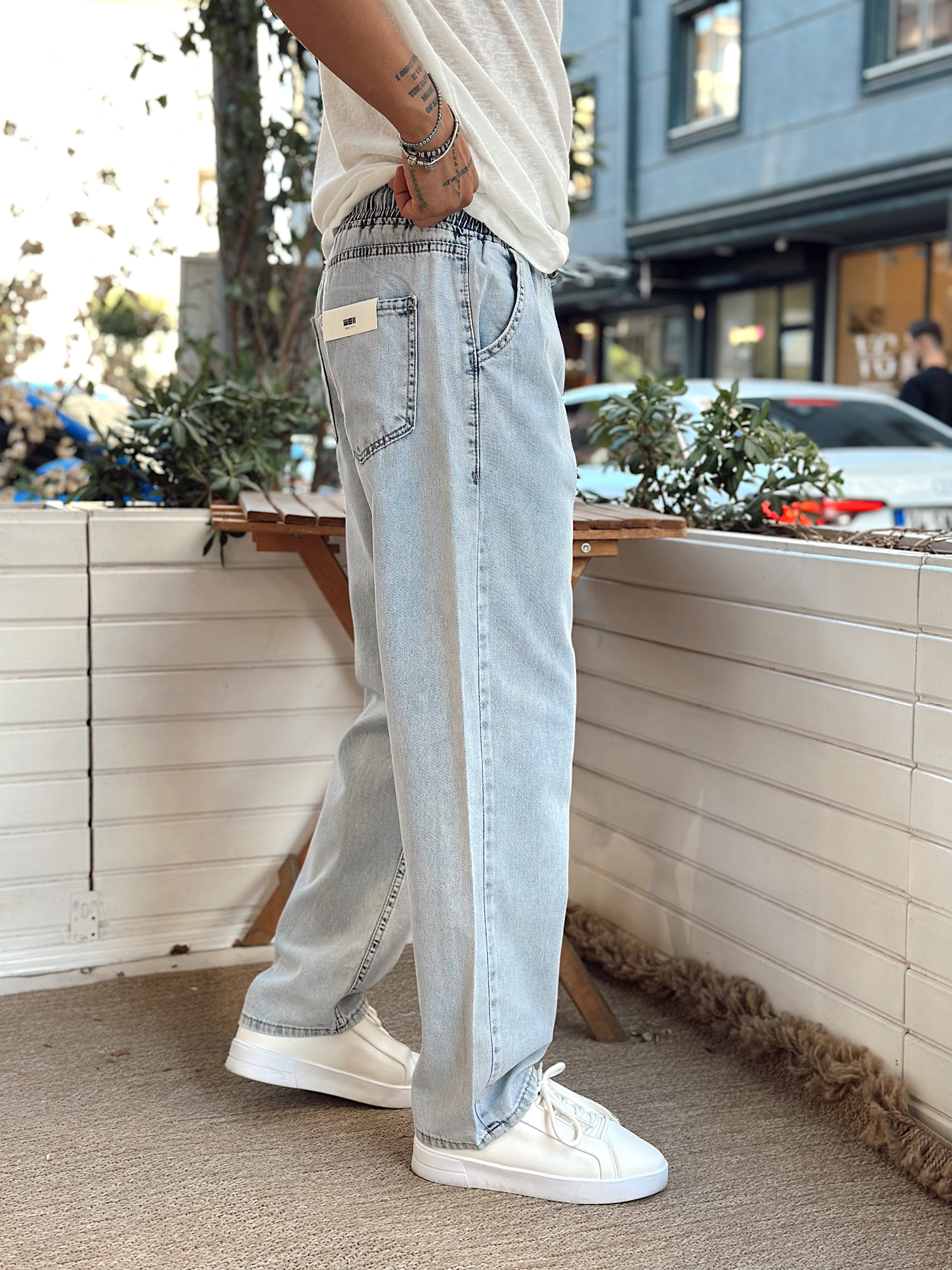 MP3099 - Beli İpli Baggy Kot Pantolon kot