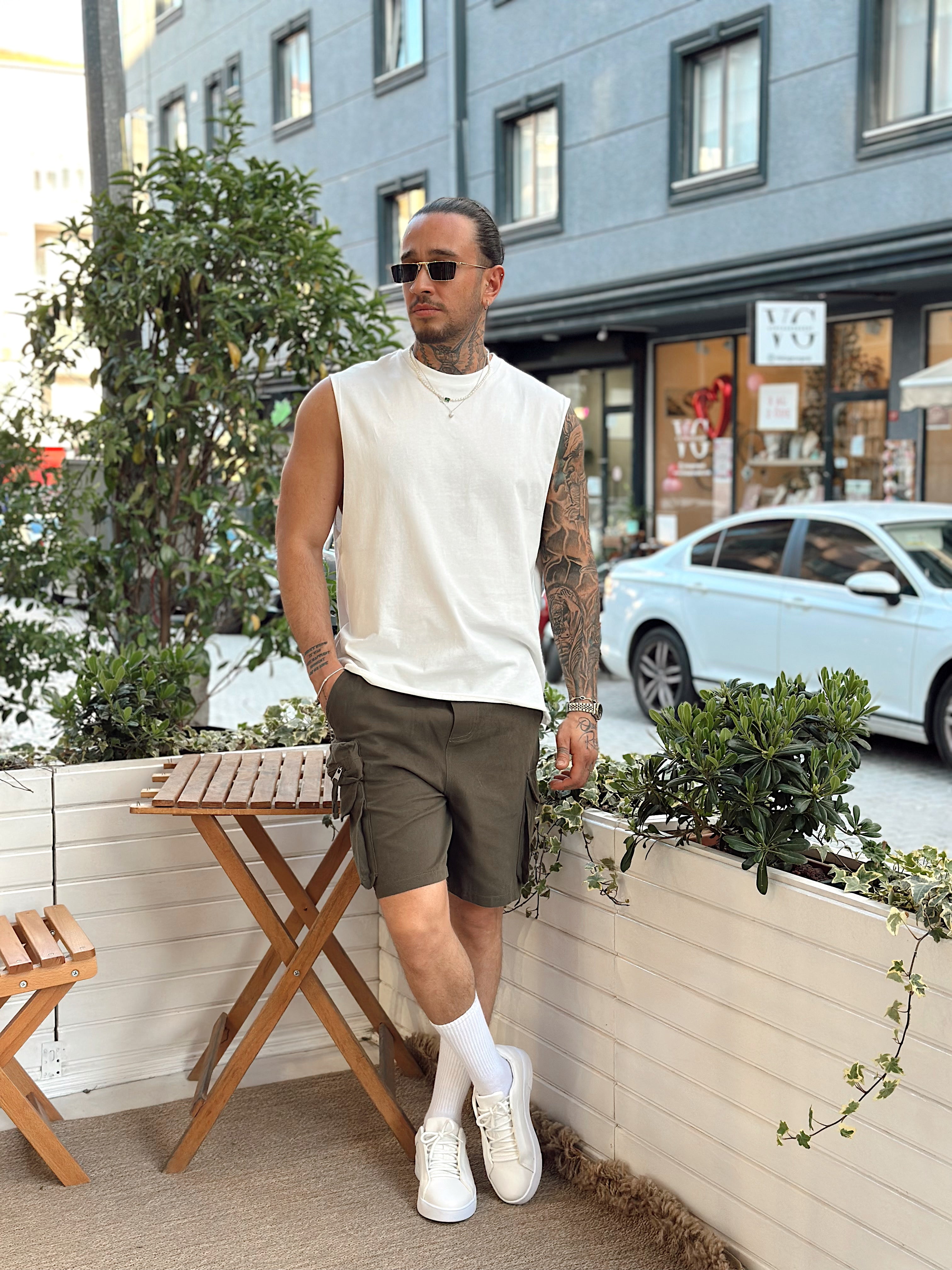 MT2878 - Basic Kolsuz T-Shirt beyaz