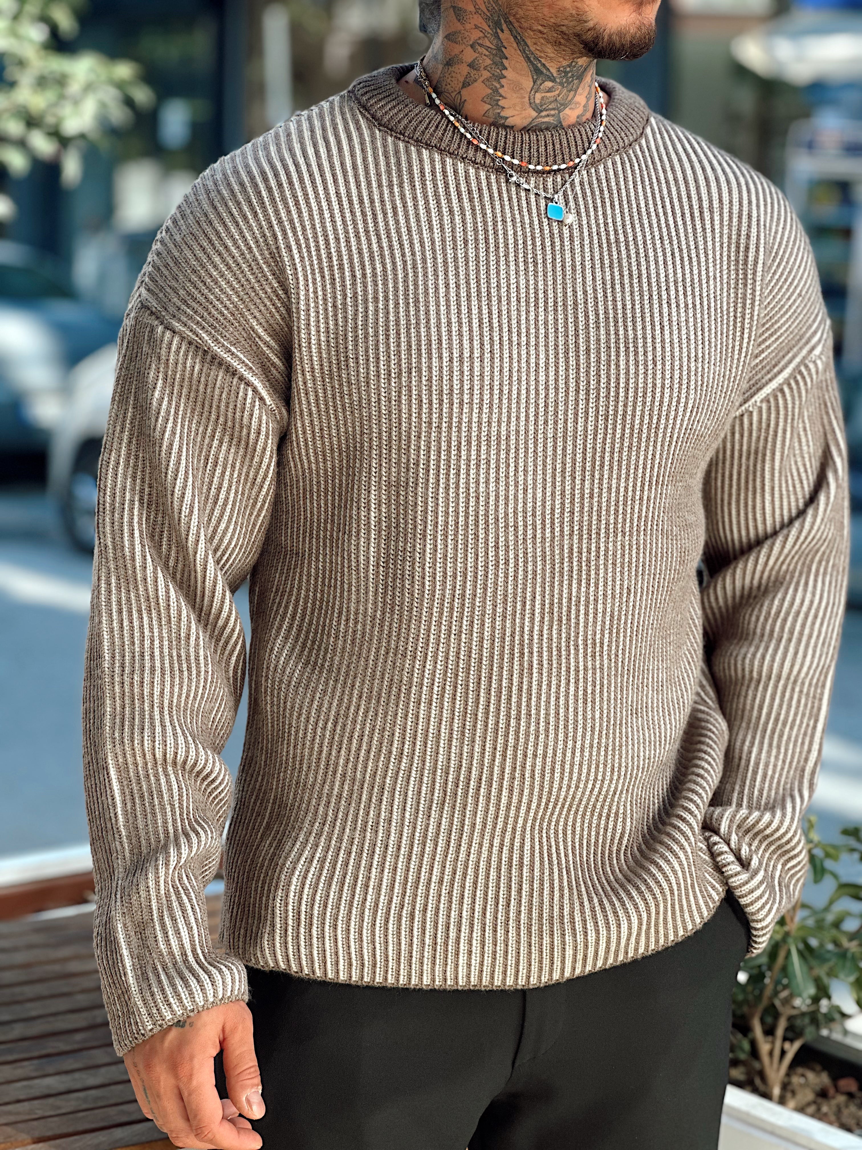 MS4039 - Giesto Fitilli Çift Renk Sweatshirt Kahve