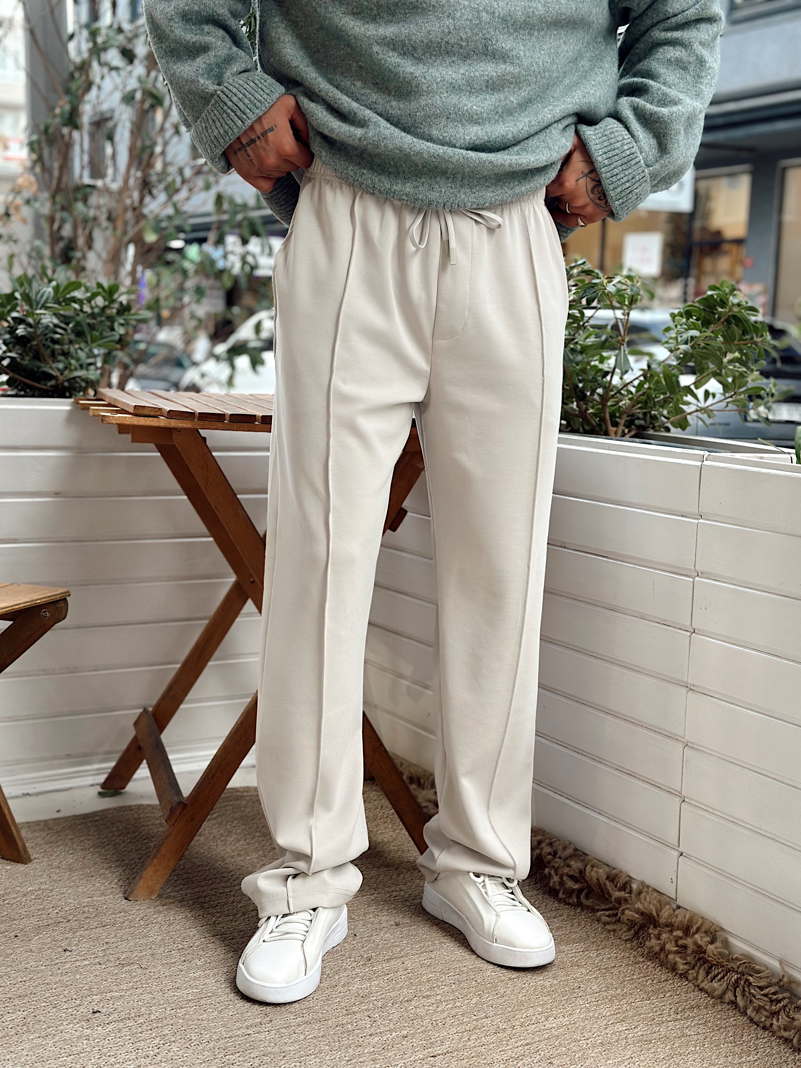 MP4025 - Modal Kumaş Baggy Pantolon Krem