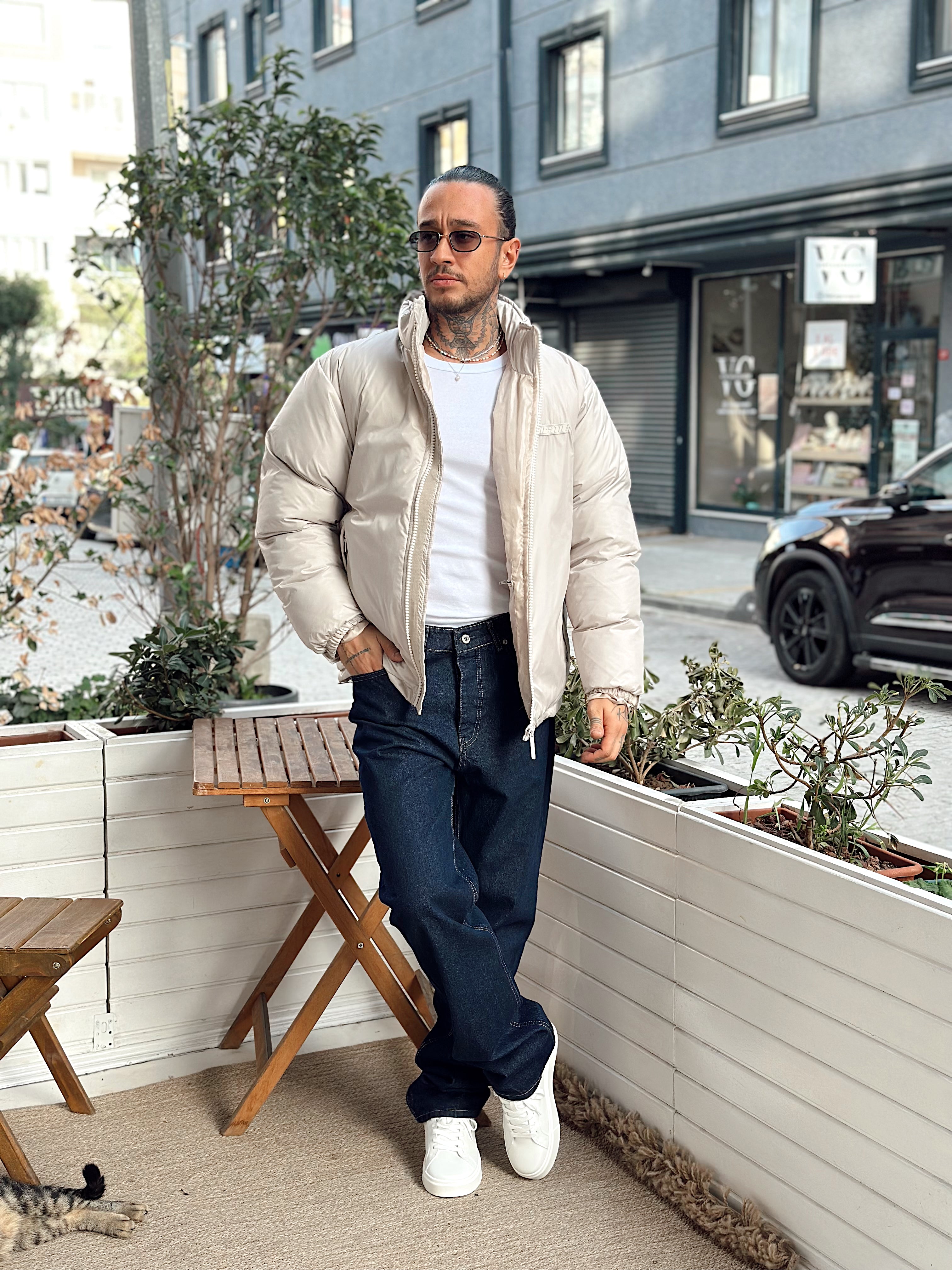 MM4093 - Giesto Oversize Şişme Mont krem
