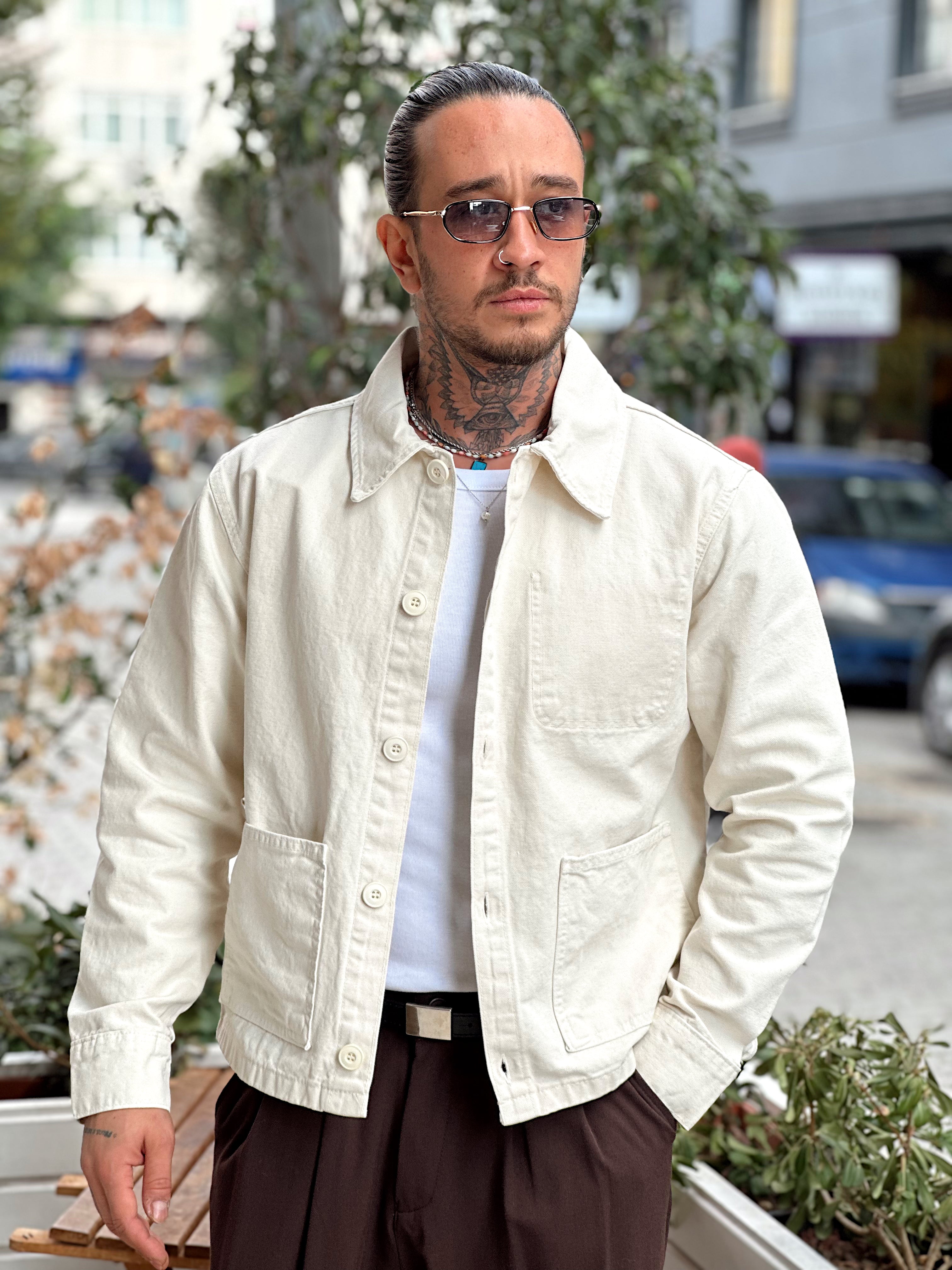 MC4076 - Cep Detaylı Basic Gabardin Ceket krem