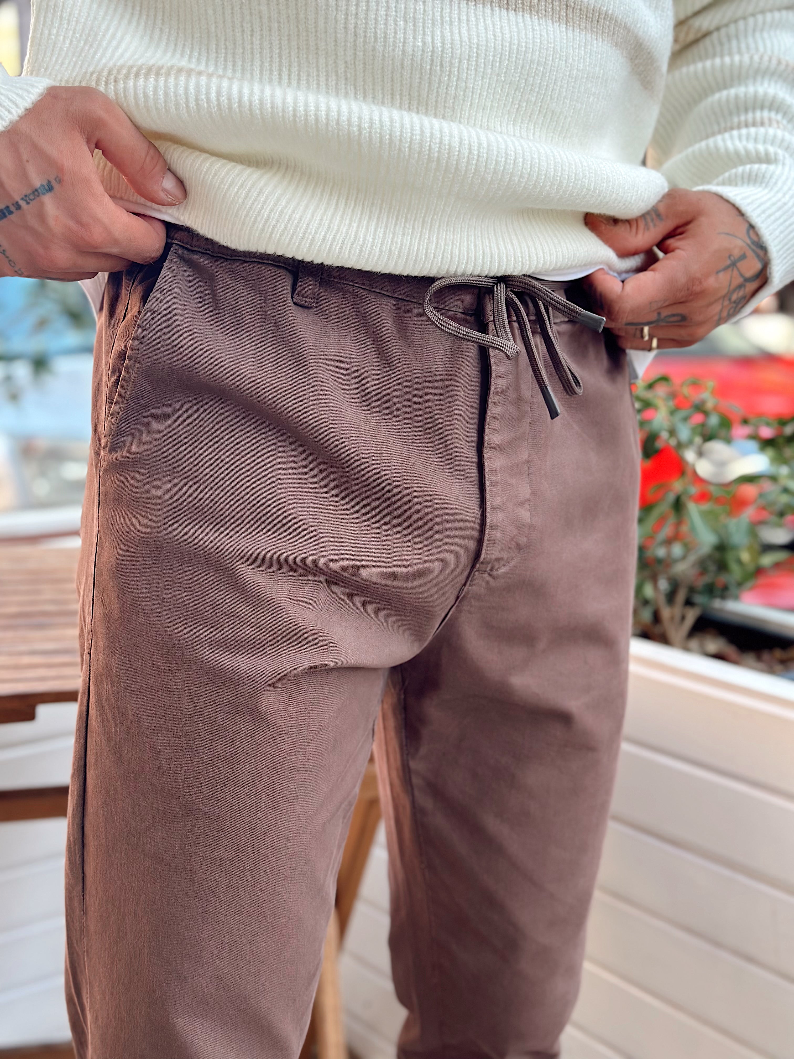 MP4048 - İtalyan Kesim Beli İpli Gabardin Pantolon Kahve