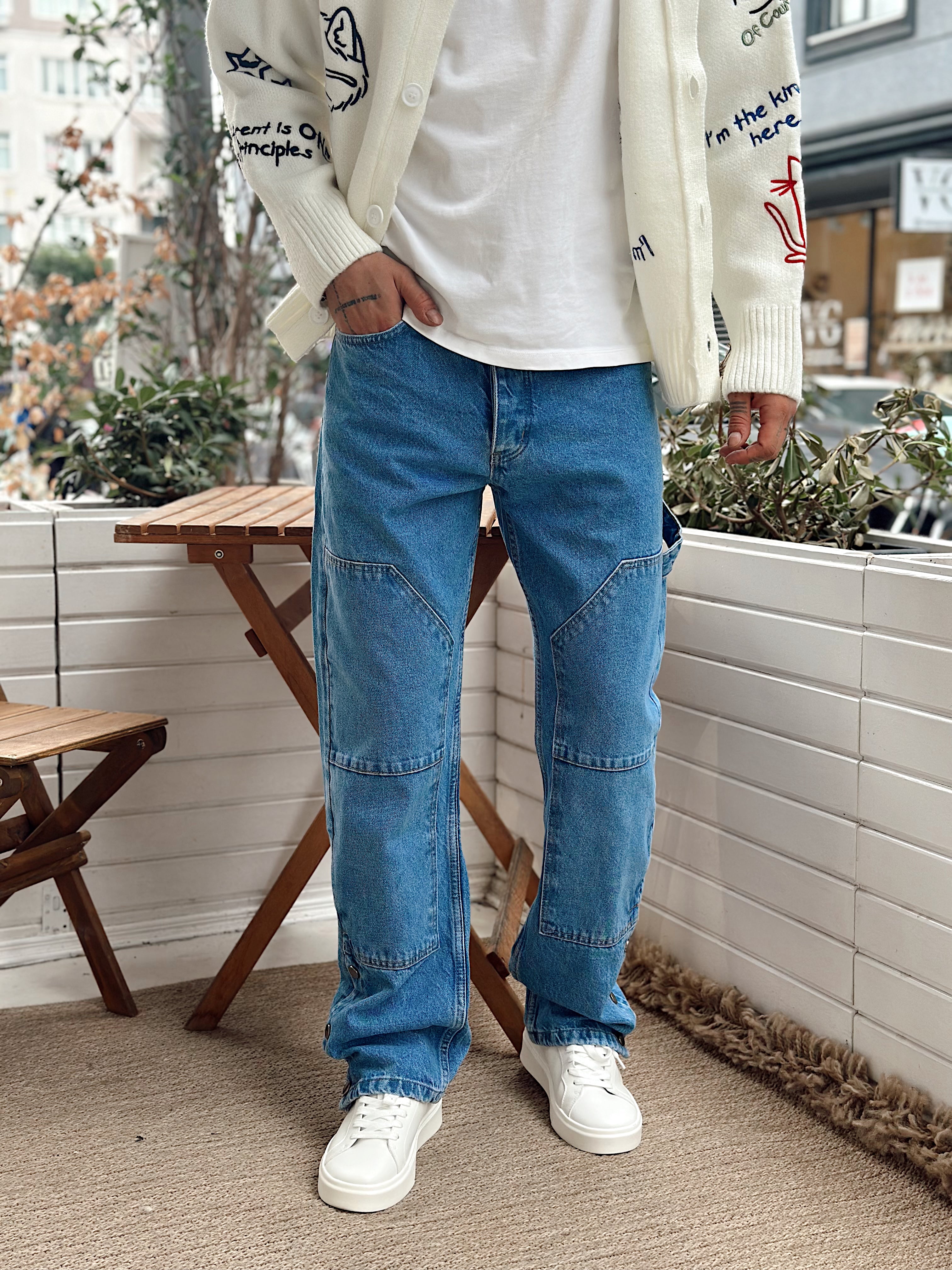 MP4096 - Paçası ÇıtÇıt Detaylı Regular Kot Pantolon mavi