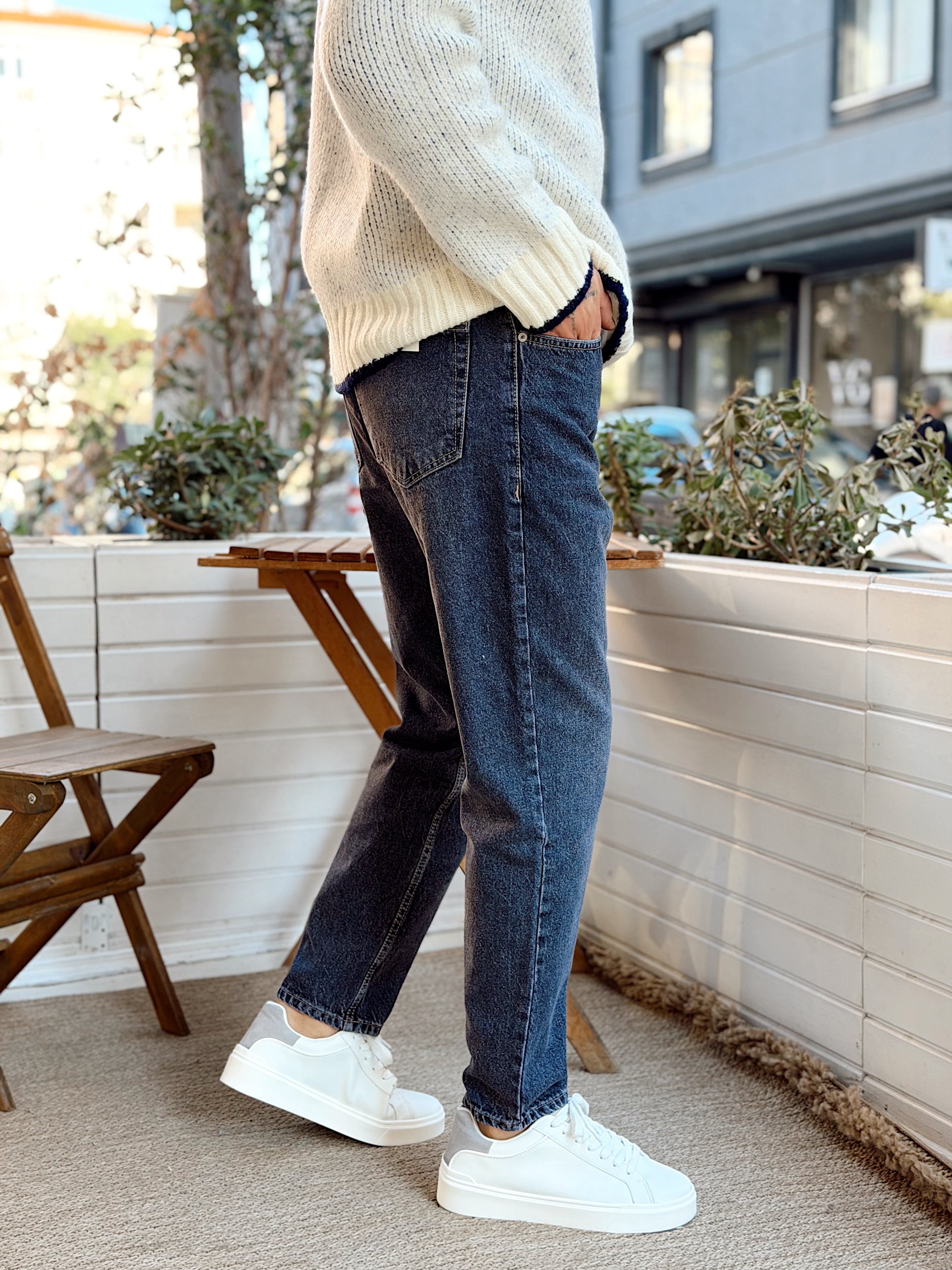 MP4099 - W11 Boyfriend Kot Pantolon gri Yıkamalı