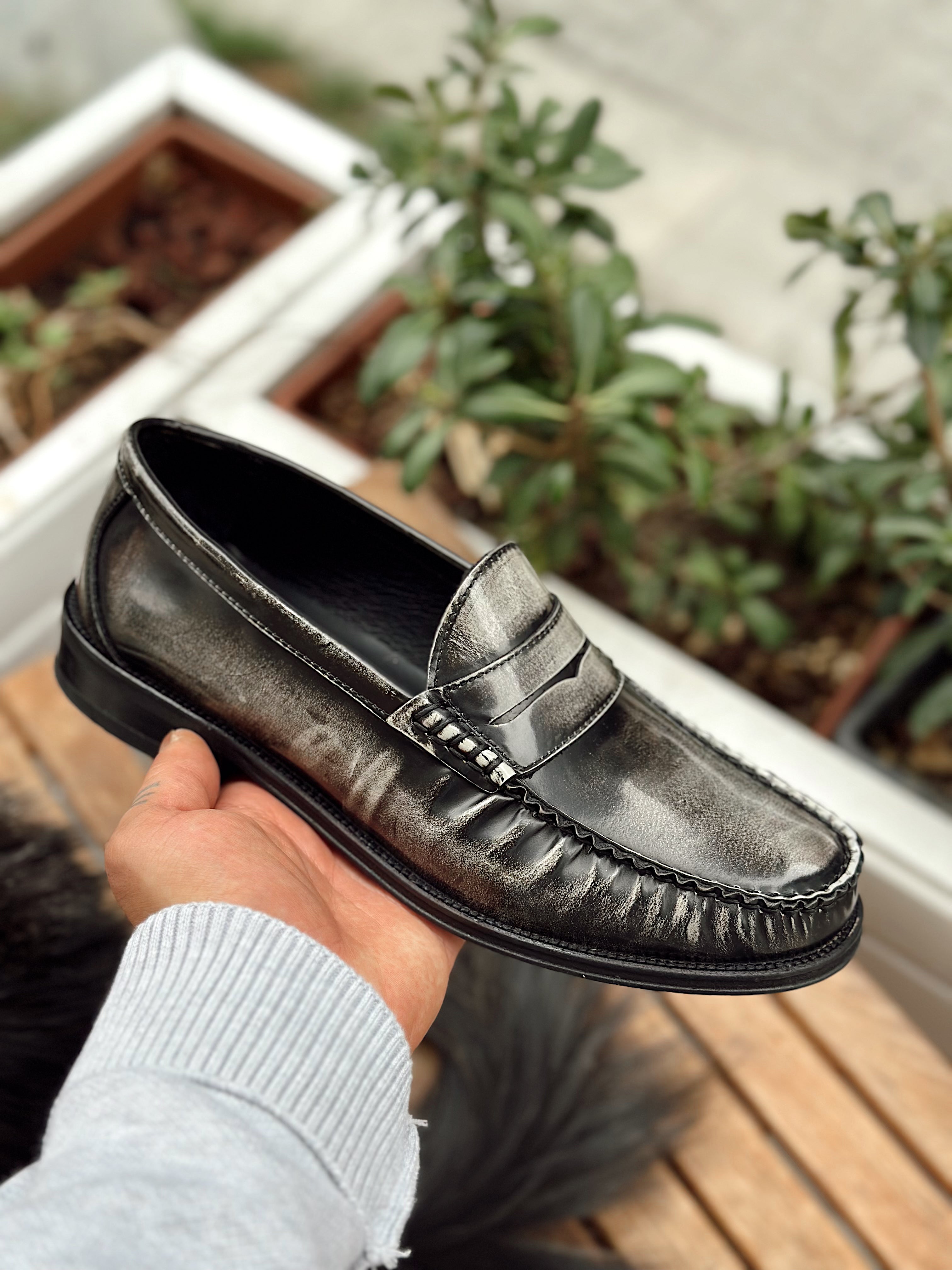 MA4031 - %100 Deri Loafer Ayakkabı Eskitme