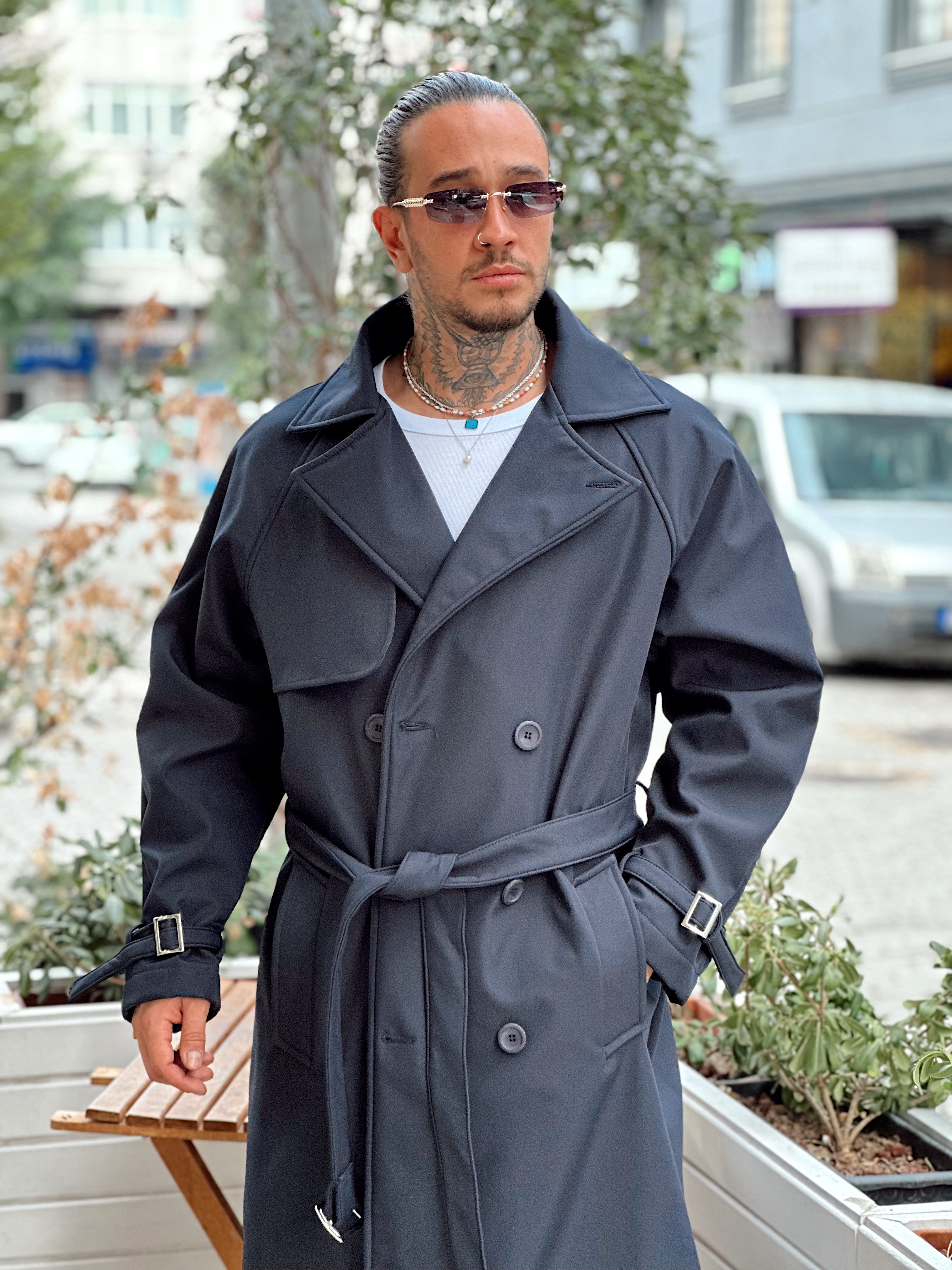 MM4068 - Giesto Oversize Kemerli Trench Coat Laci