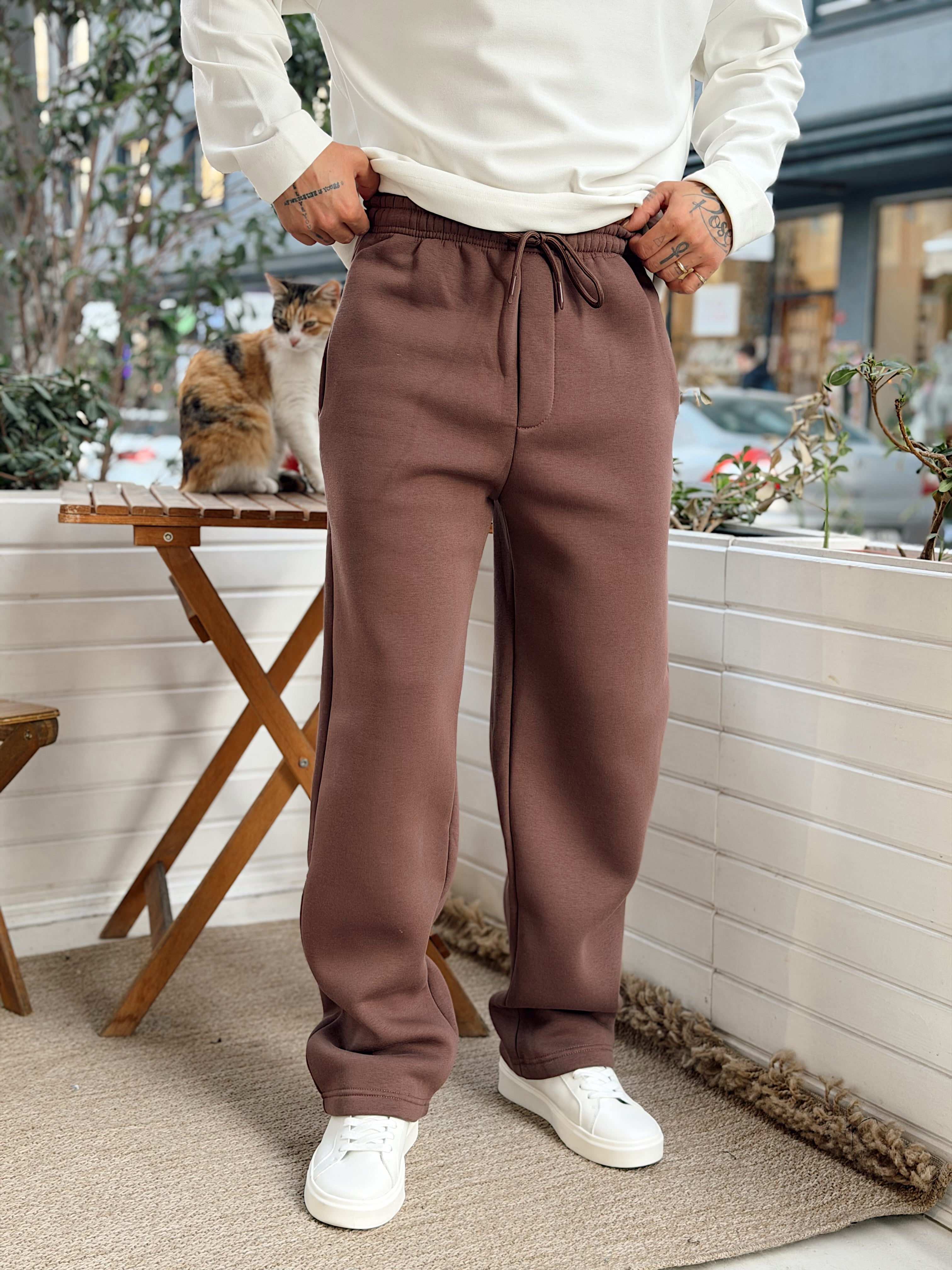 ME4110 - Basic Şardonlu Baggy Eşofman kahve