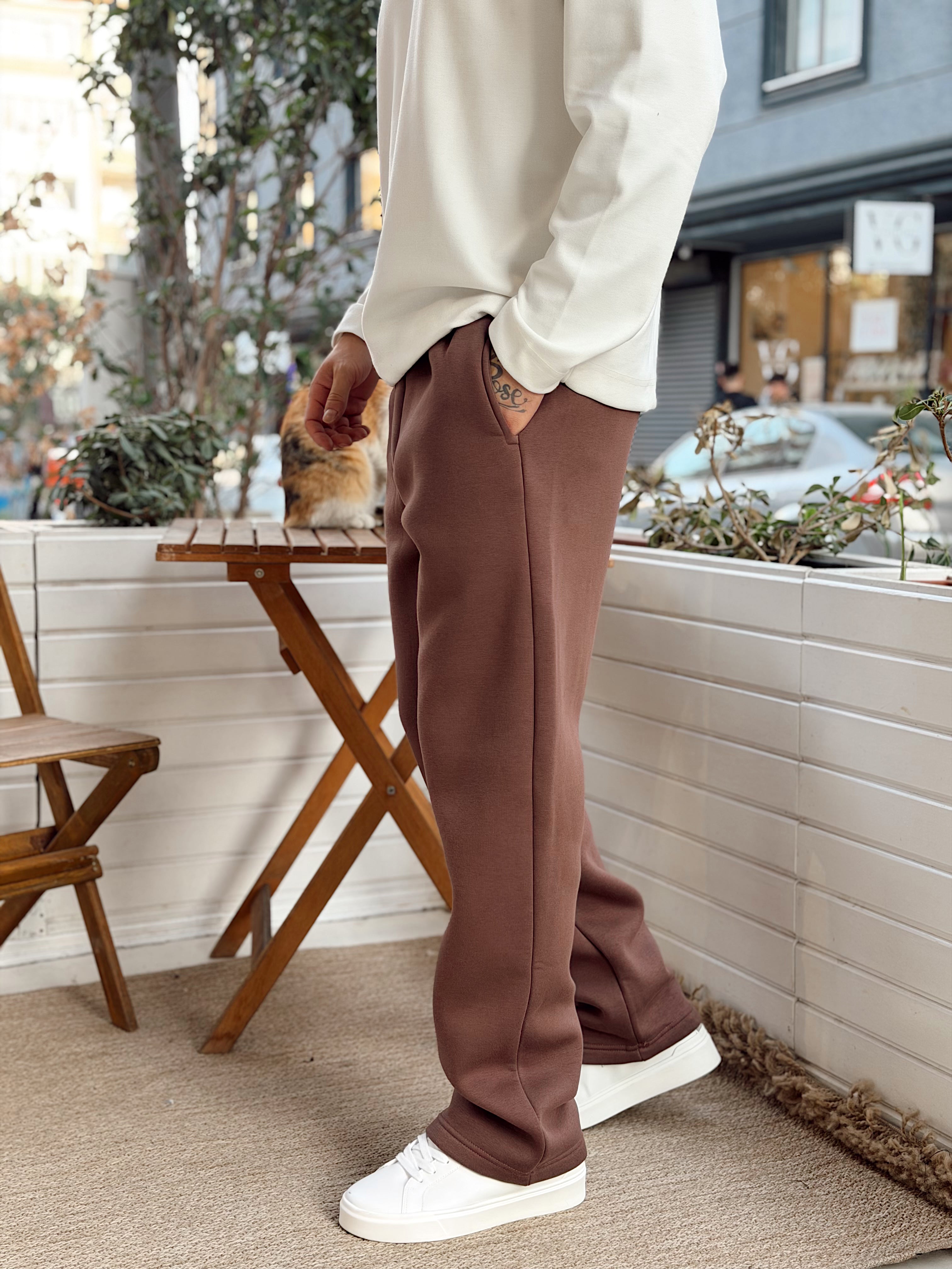 ME4110 - Basic Şardonlu Baggy Eşofman kahve