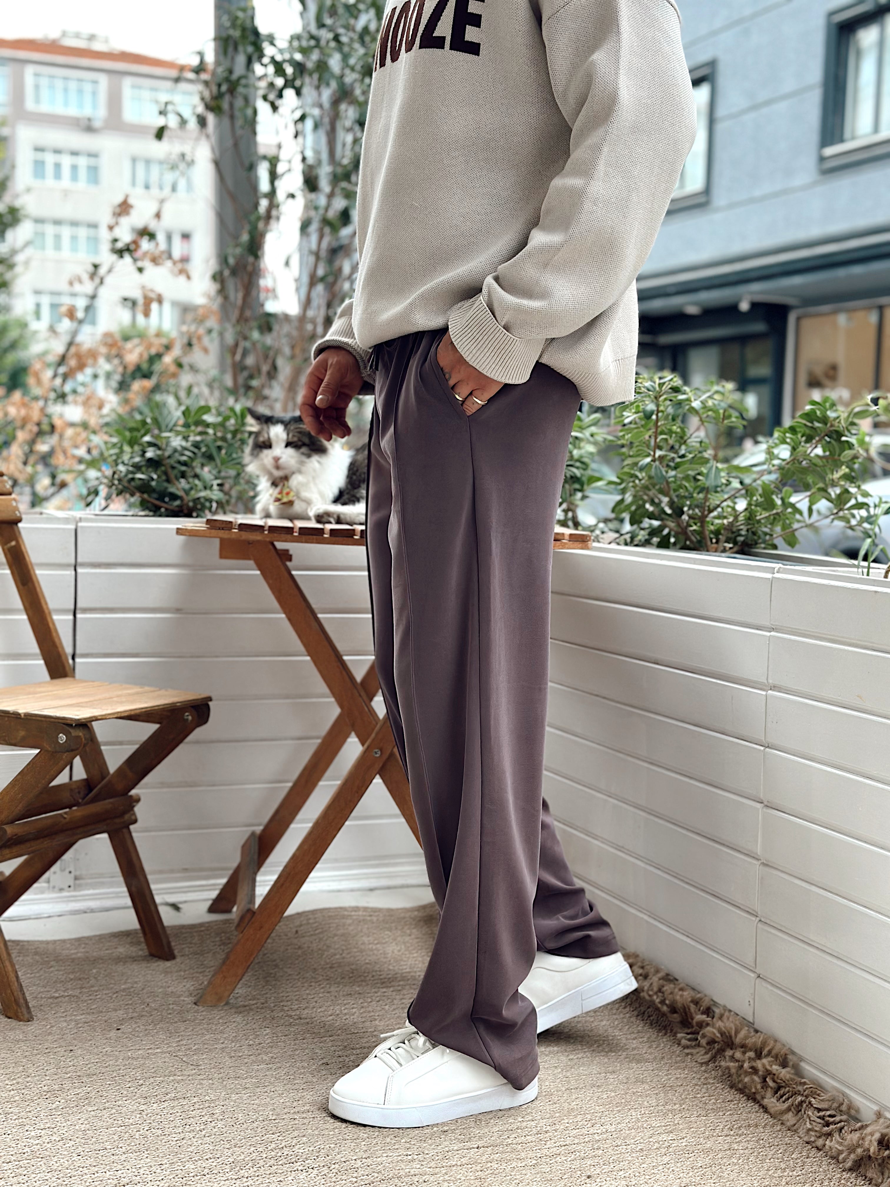 MP4025 - Modal Kumaş Baggy Pantolon kahve