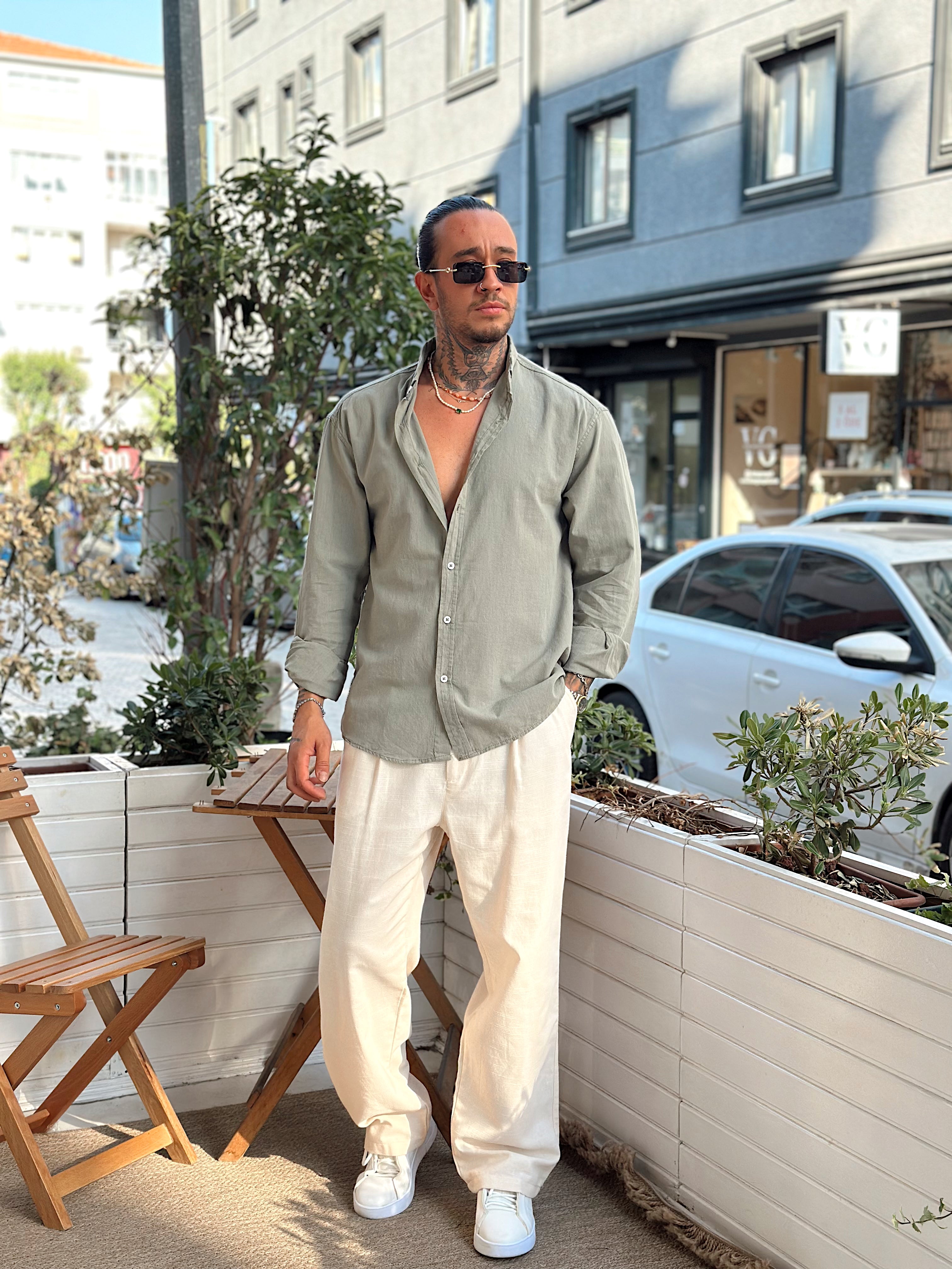 MG3050 - Oversize Fresh Keten Gömlek çağla