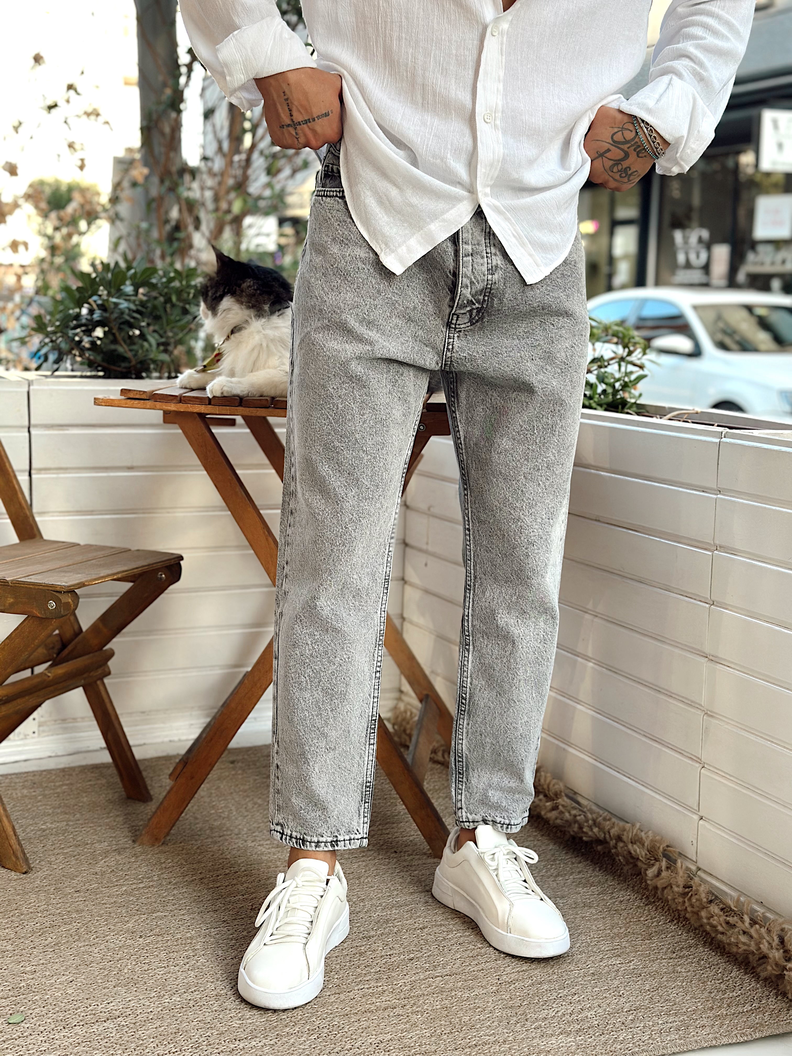 MP3235 - W11 Boyfriend Kot Pantolon gri