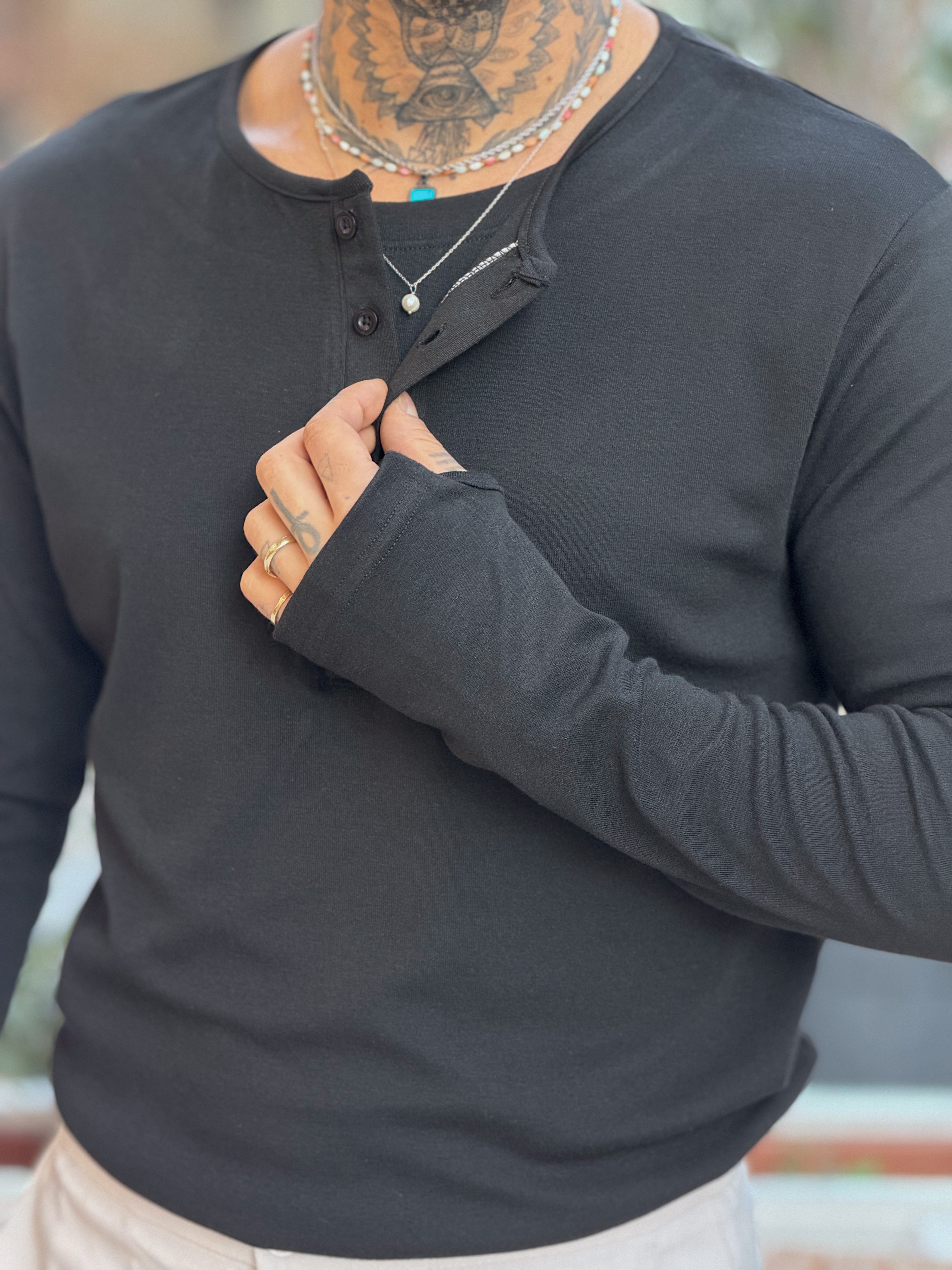 MS4134 - Çift Katmanlı Yakası Düğmeli Sweatshirt siyah