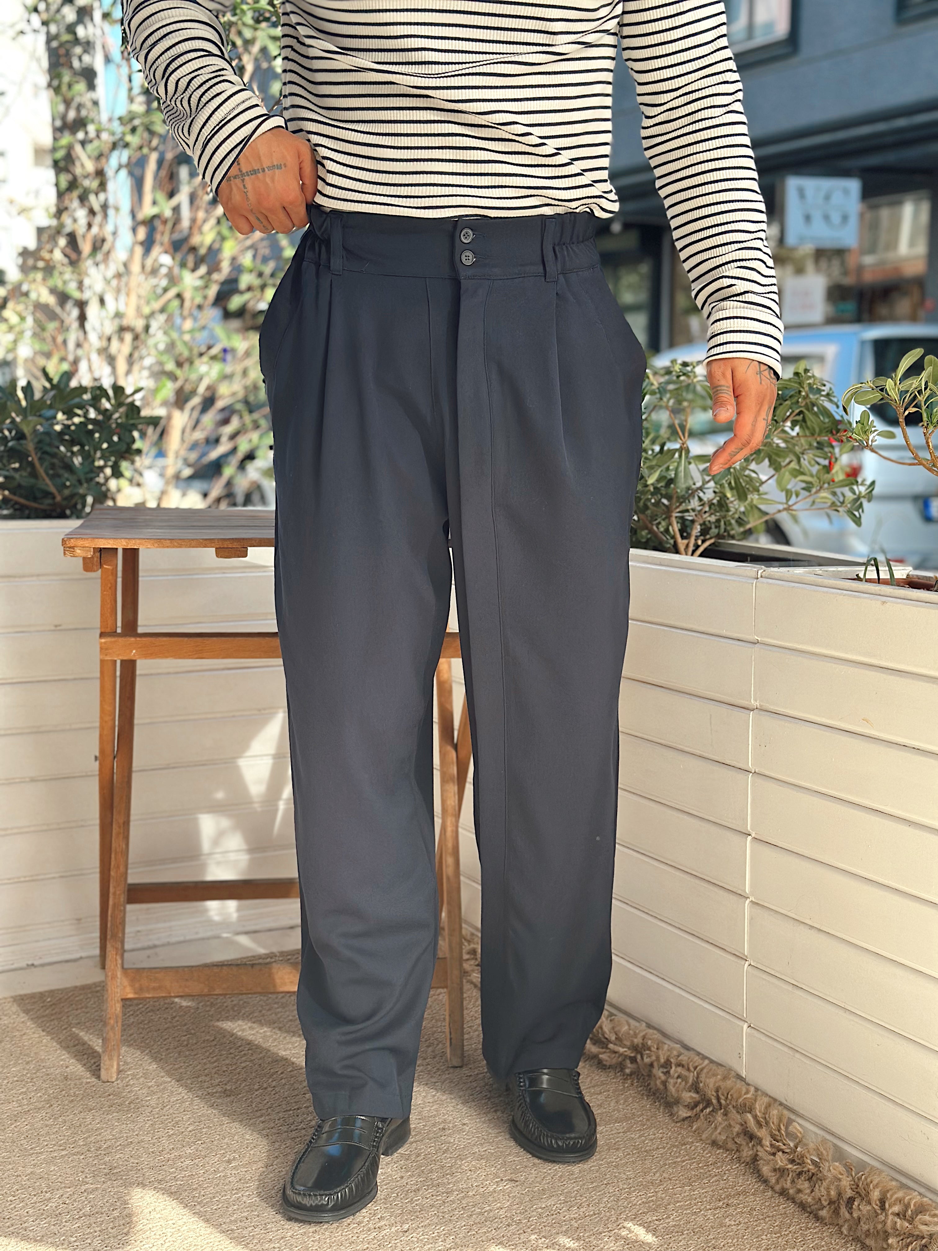 MP4040 - Çift Düğmeli Full Patlı Baggy Pantolon lacivert