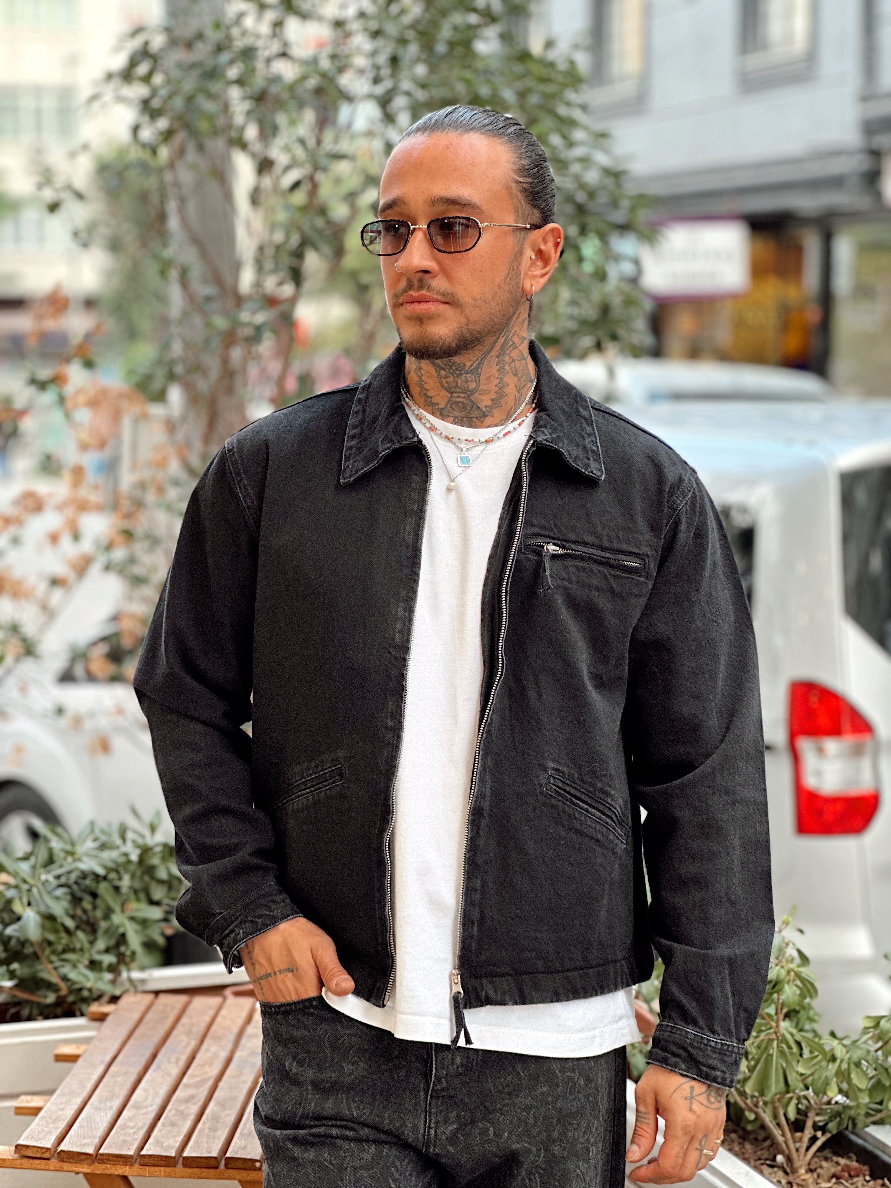 MC4065 - Regular Kalıp Yıkamalı Kot Ceket siyah