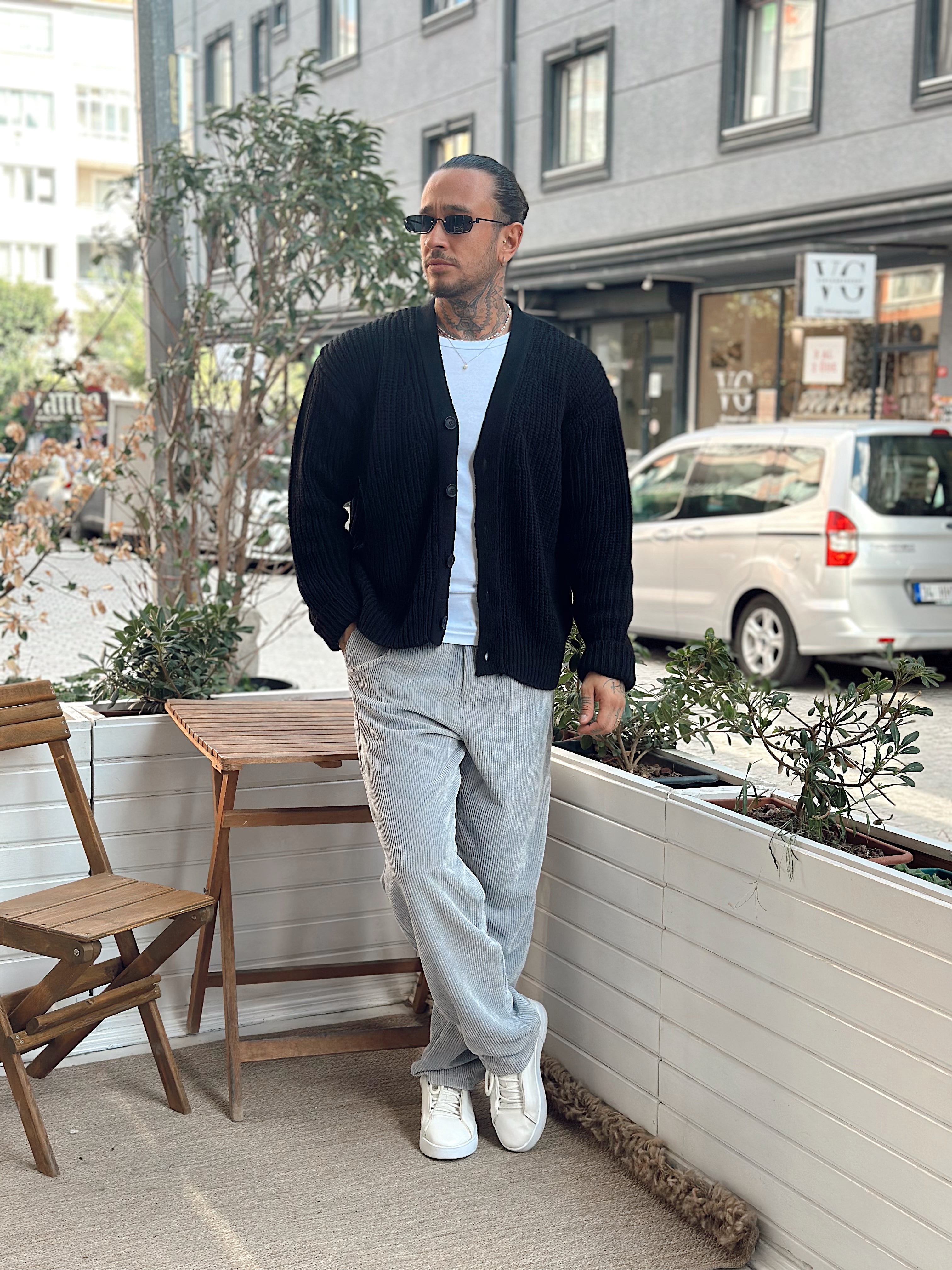 MS4002 - Oversize Örme Basic Hırka siyah