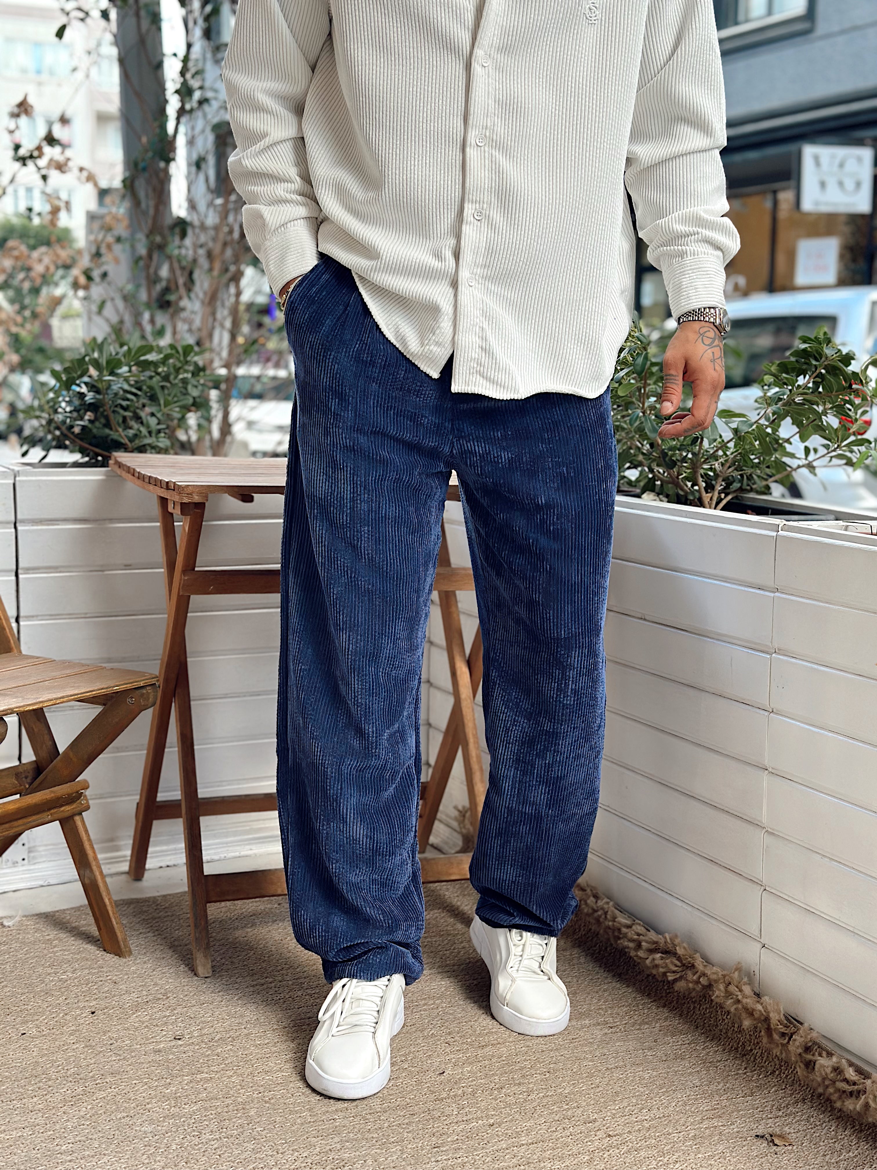 MP4032 - Pileli Baggy Kadife Pantolon laci