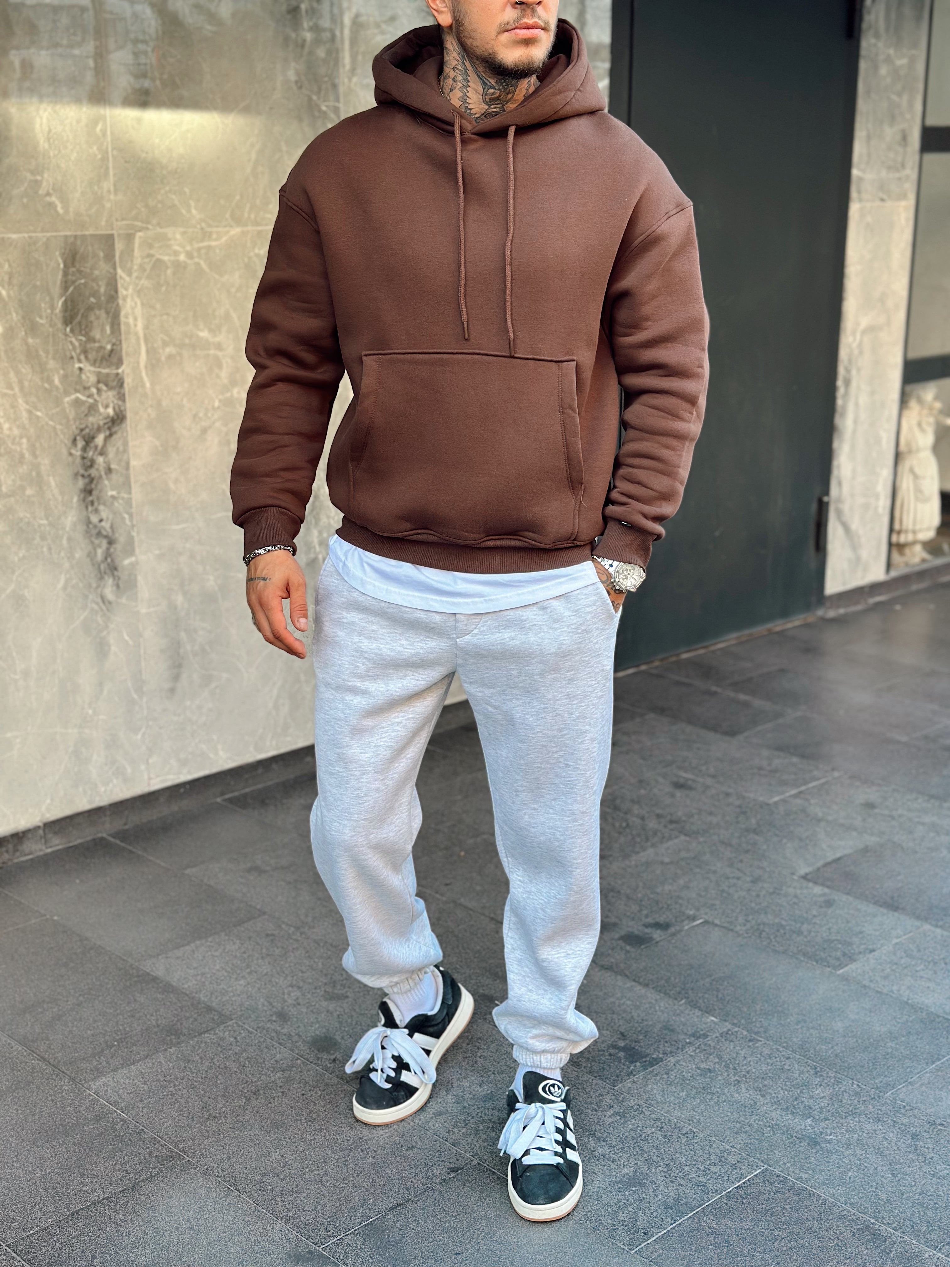 MS2301 -Oversize Basic Şardonlu Hoodie