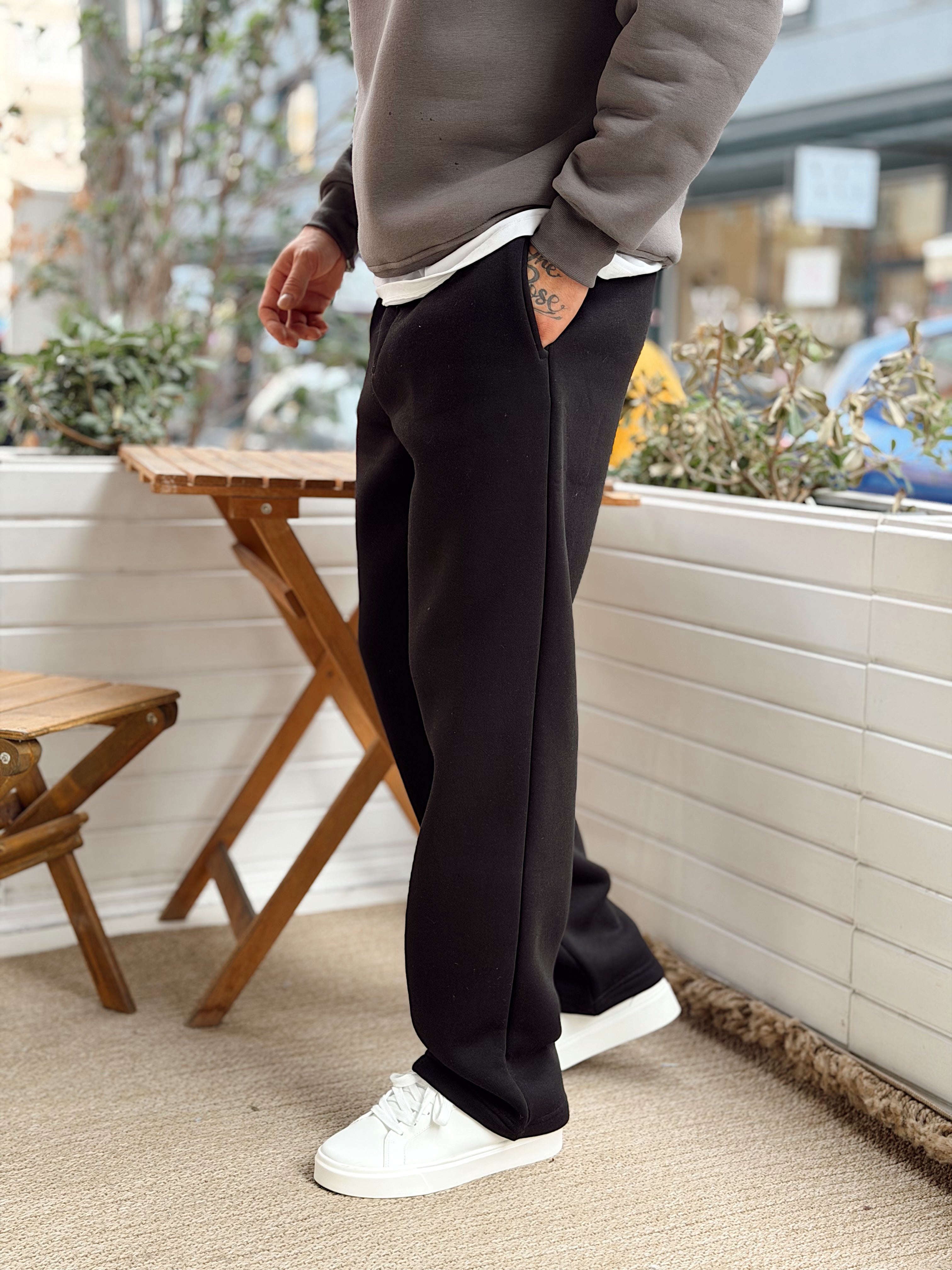 ME4110 - Basic Şardonlu Baggy Eşofman siyah