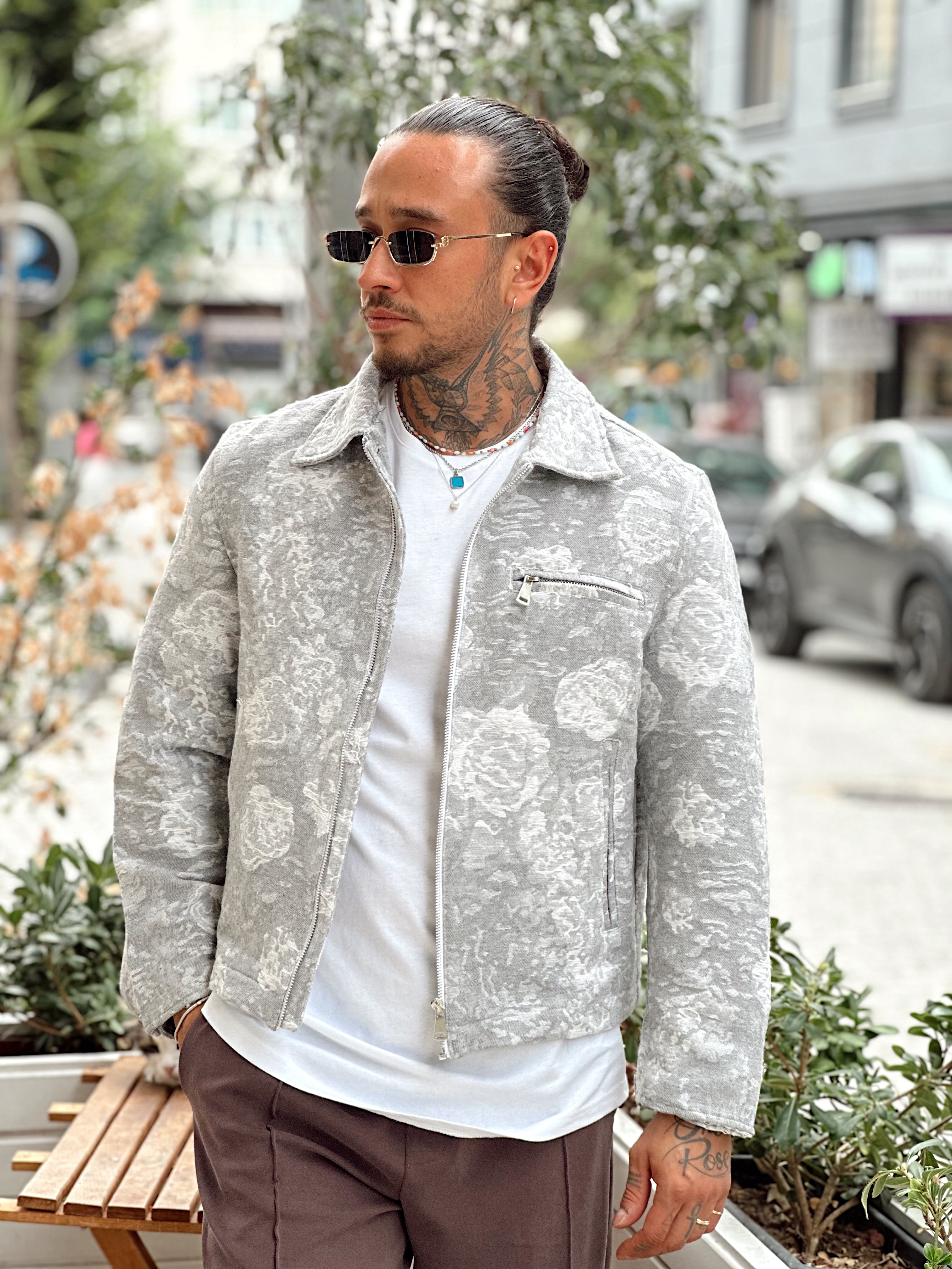 MC4027 - Çift Renk Tek Cepli Ceket gri