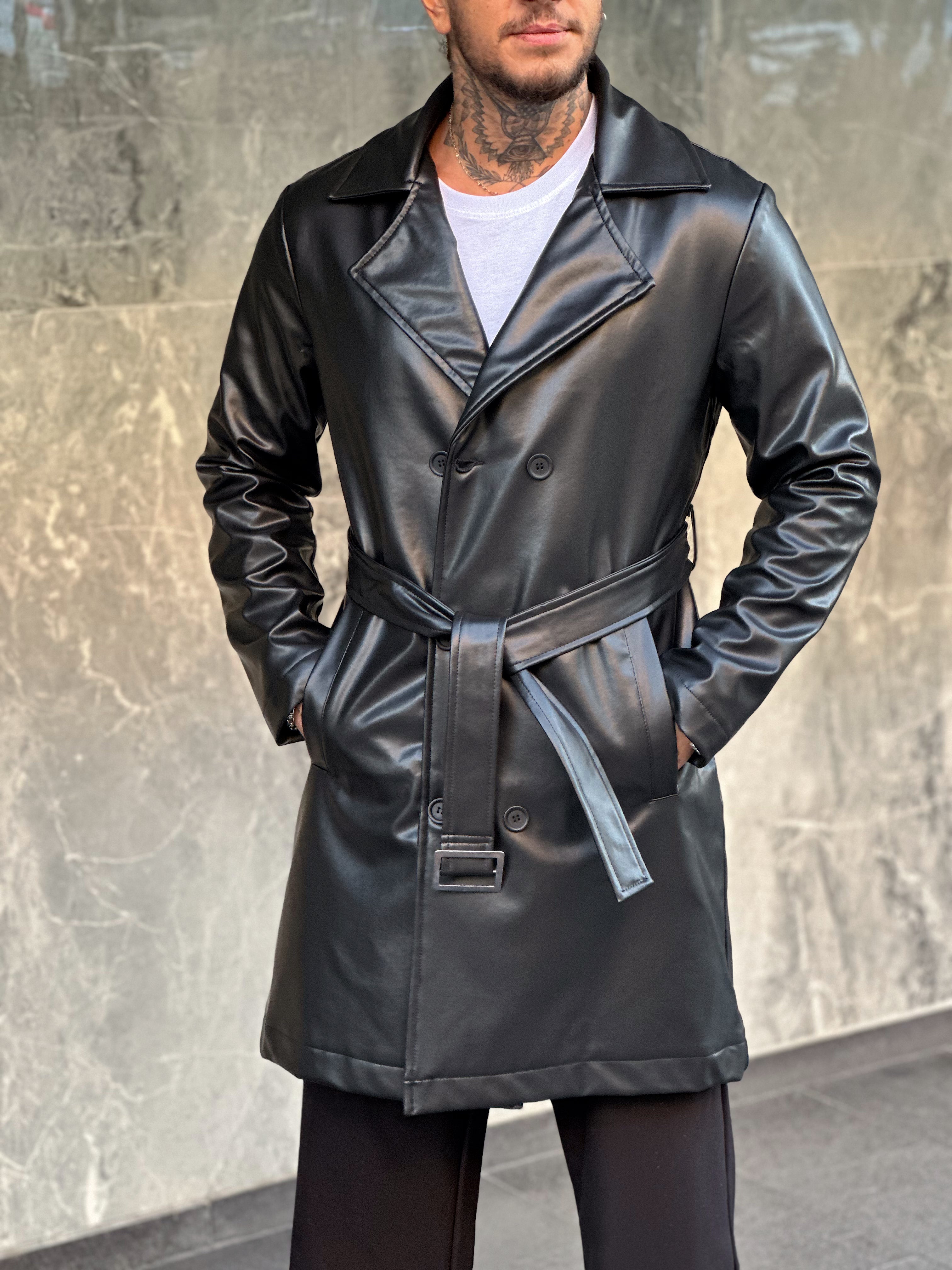 MC2342 - Deri Kemer Detaylı Trench Coat