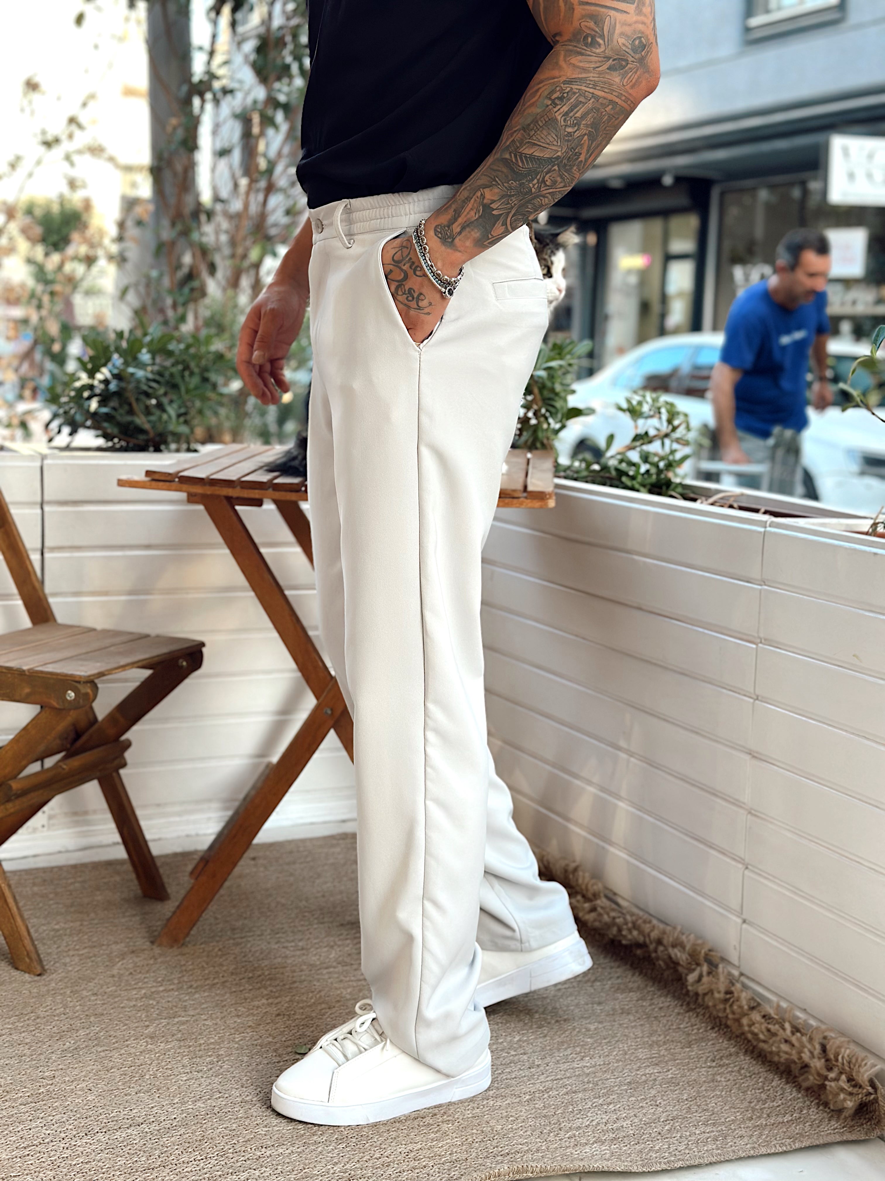 MP3237 -Baggy Basic Tek Düğmeli Jogger Pantolon gri