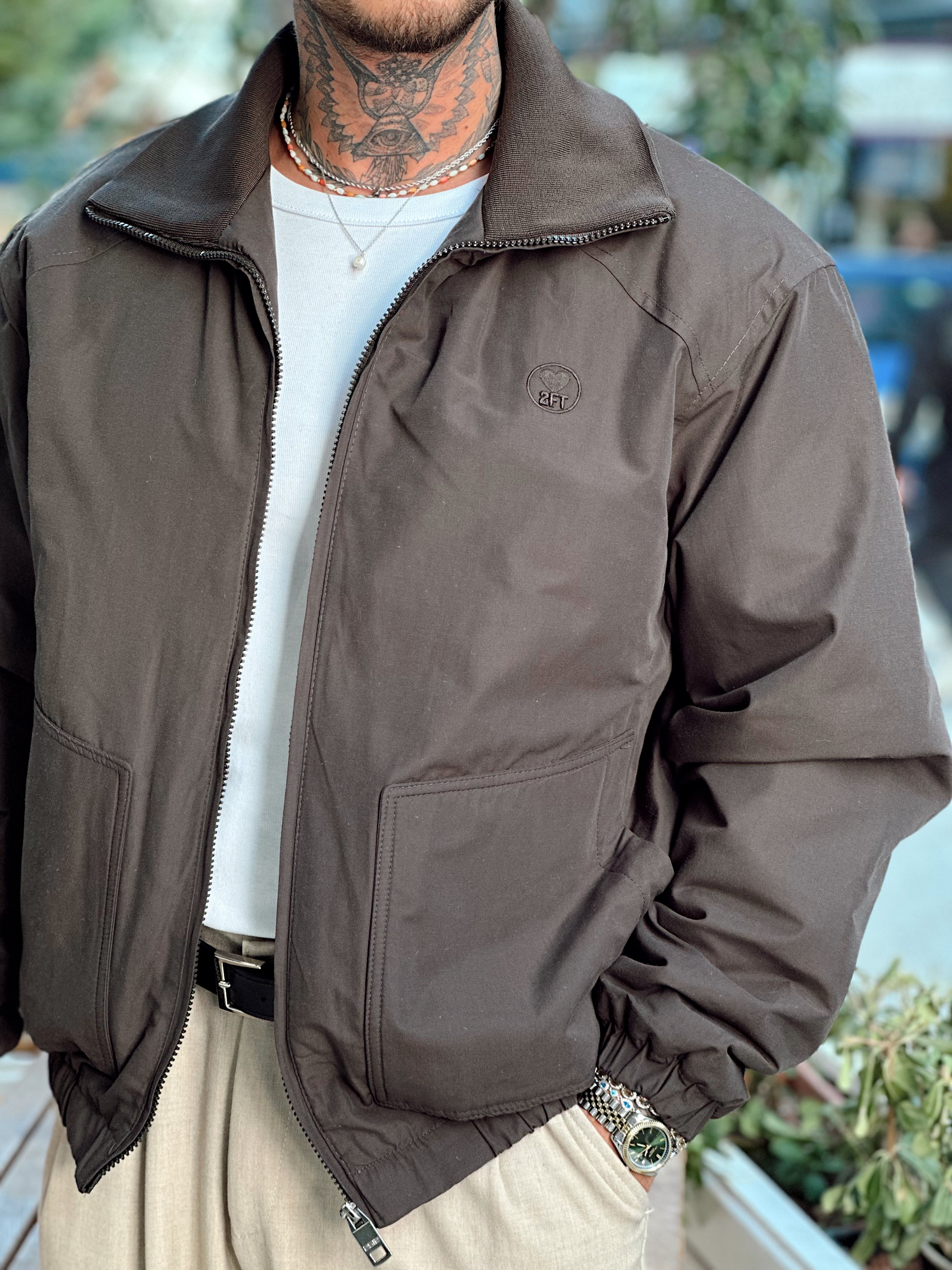 MM4080 - Göğüs Nakışlı Oversize Mont kahve