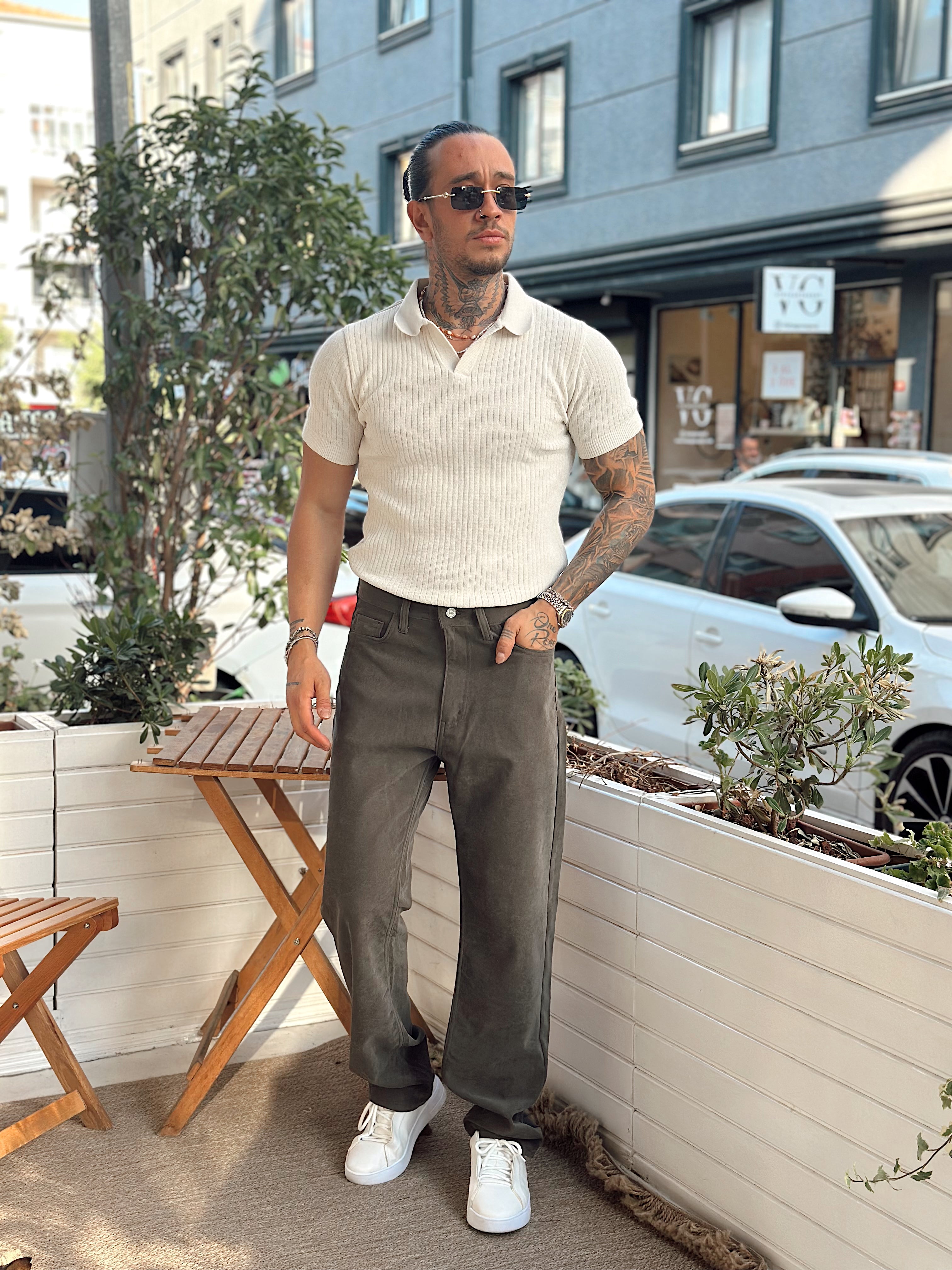 MT3049 - Şönil Kumaş Triko Polo Yaka beyaz