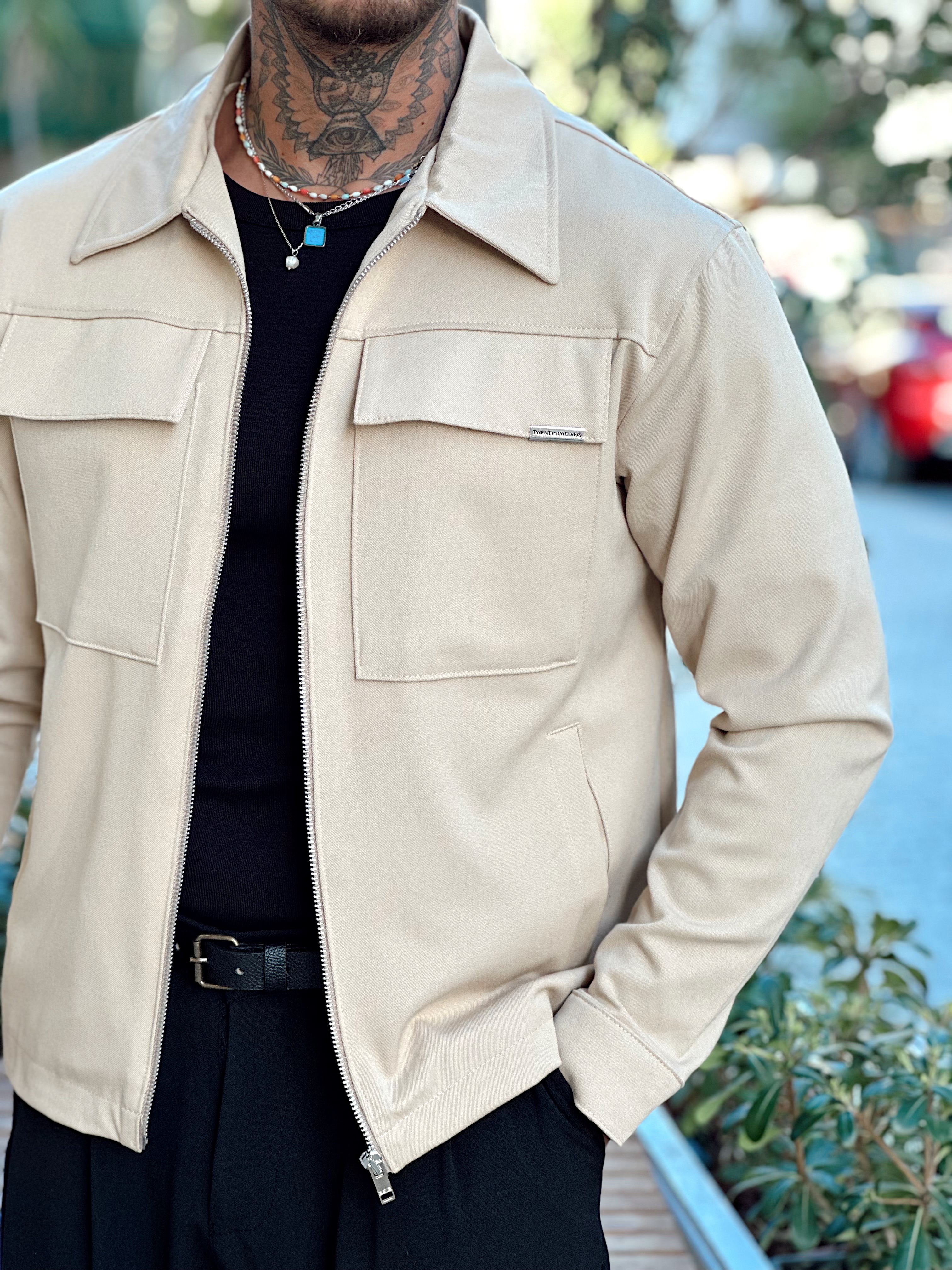 MC4033 - Çift Cepli Mevsimlik Ceket krem