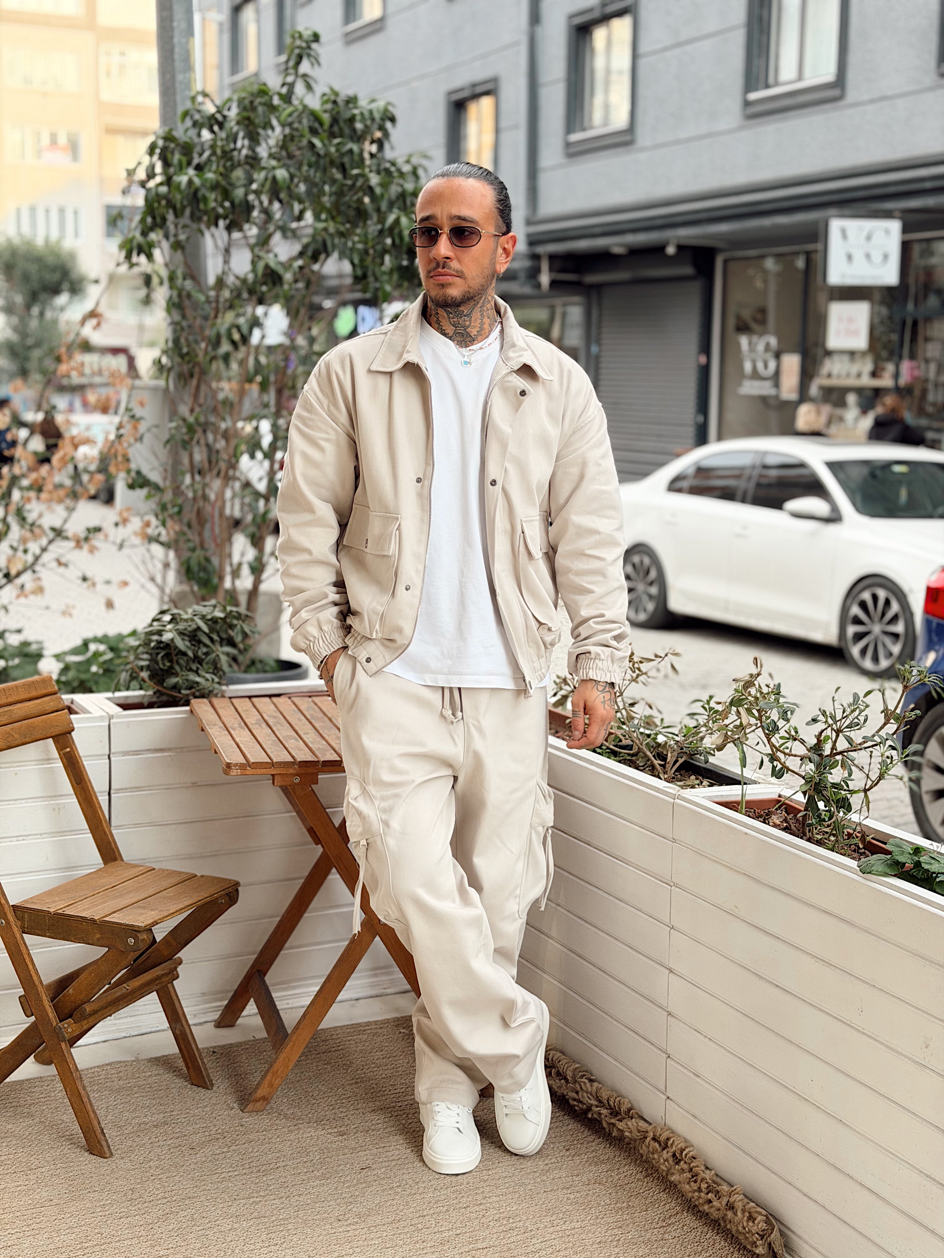 MT4118 - Gabardin Kumaş Ceket Pantolon Takım Krem