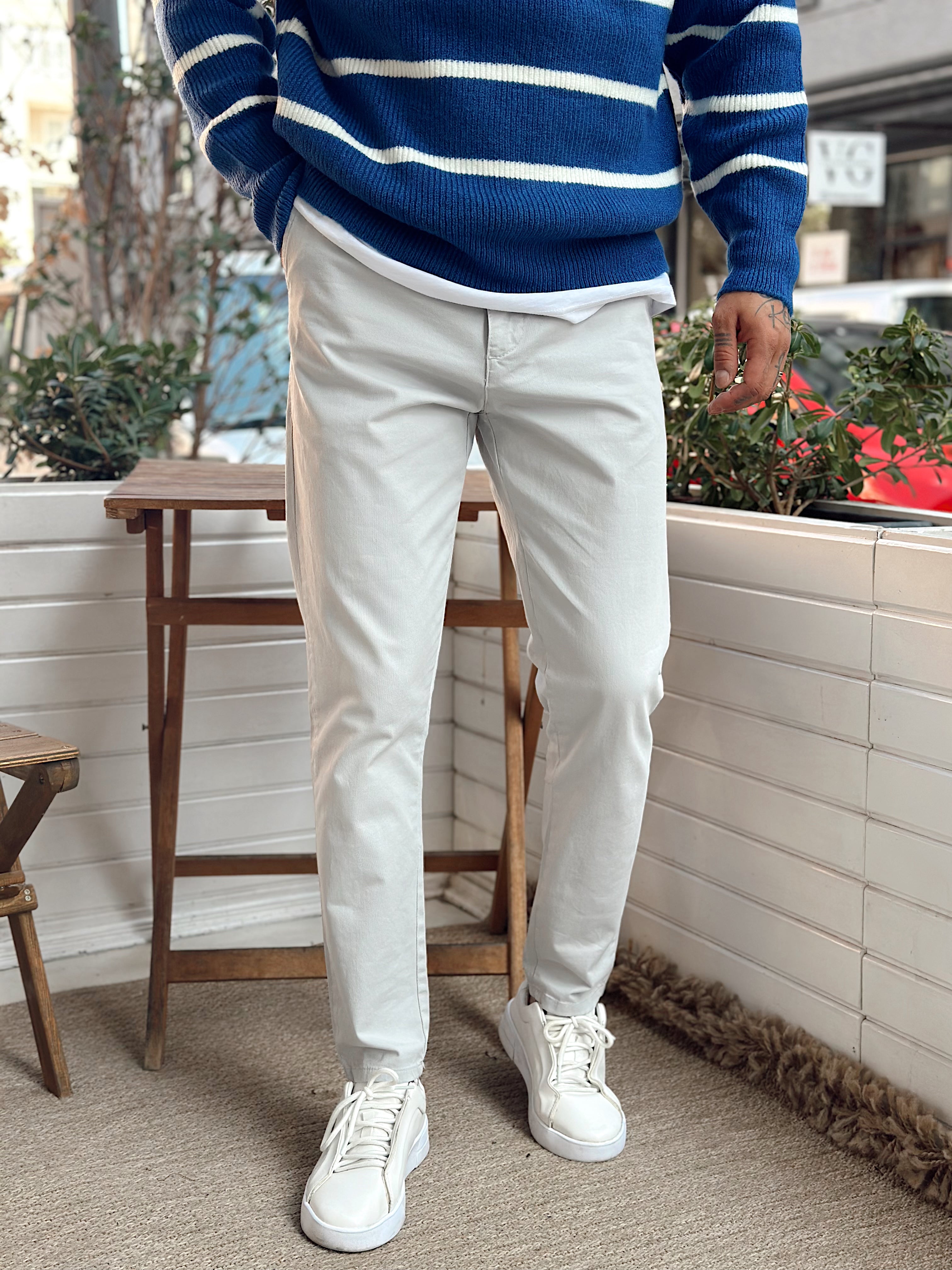 MP4048 - İtalyan Kesim Beli İpli Gabardin Pantolon gri