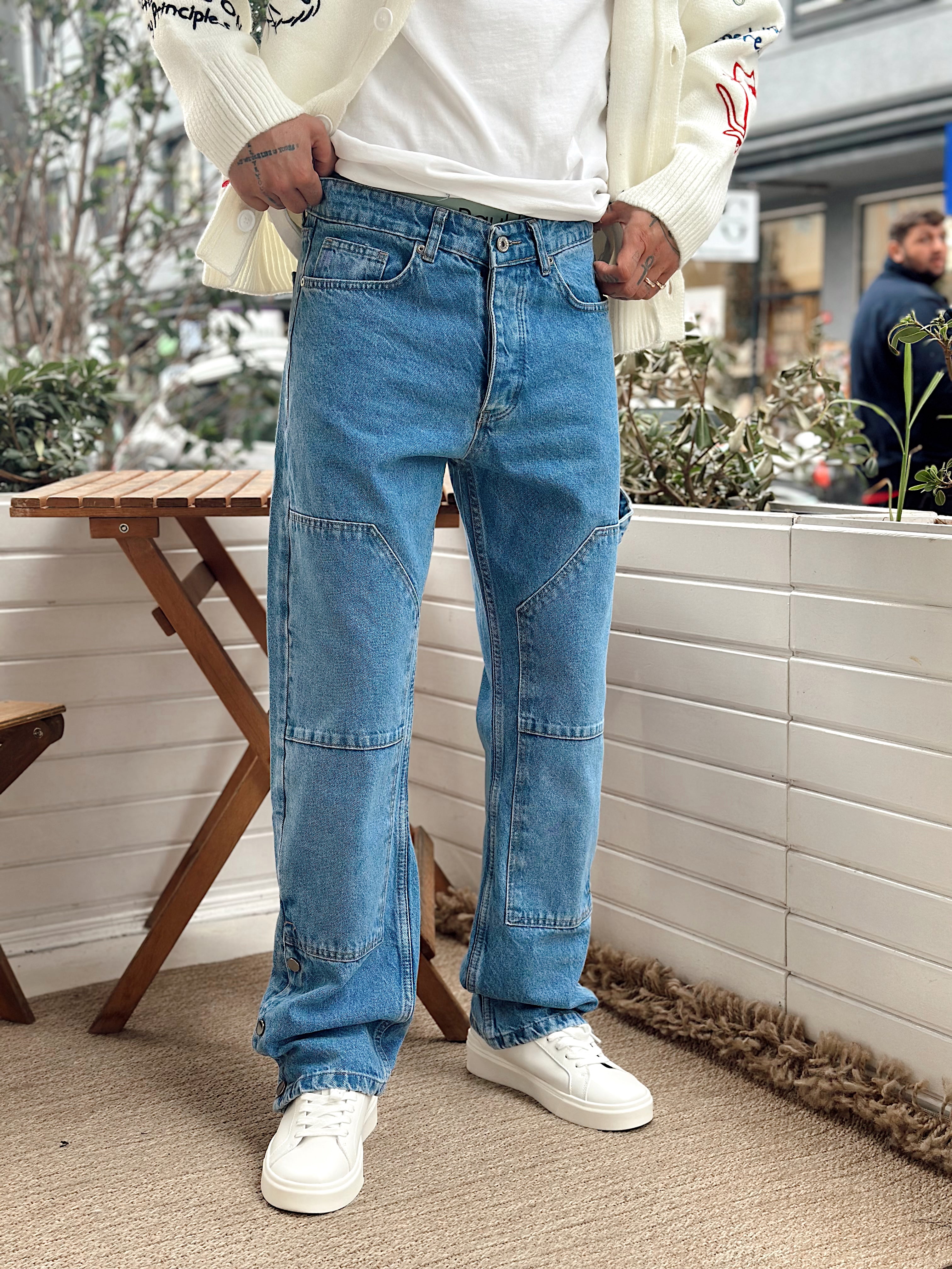 MP4096 - Paçası ÇıtÇıt Detaylı Regular Kot Pantolon mavi