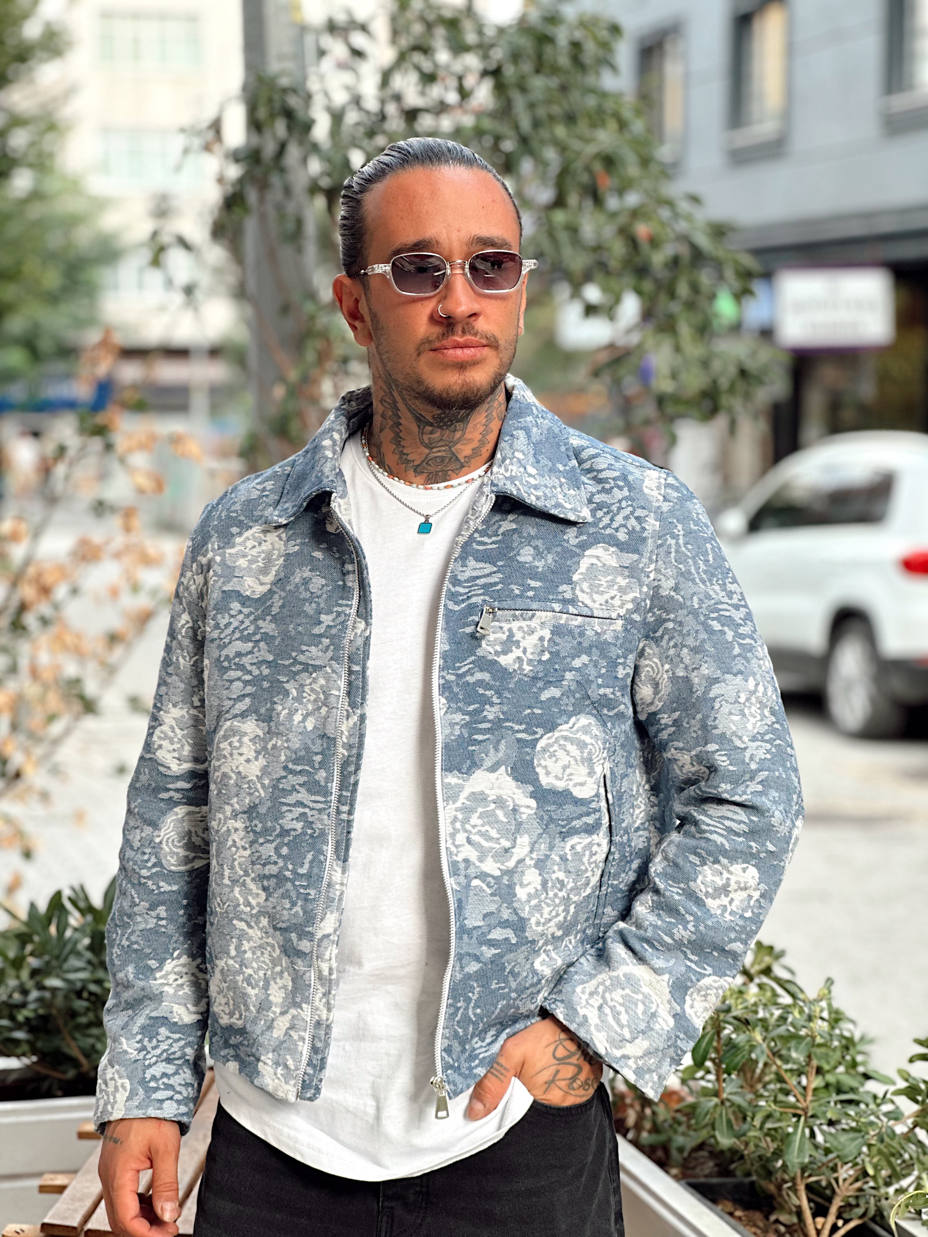 MC4027 - Çift Renk Tek Cepli Ceket mavi