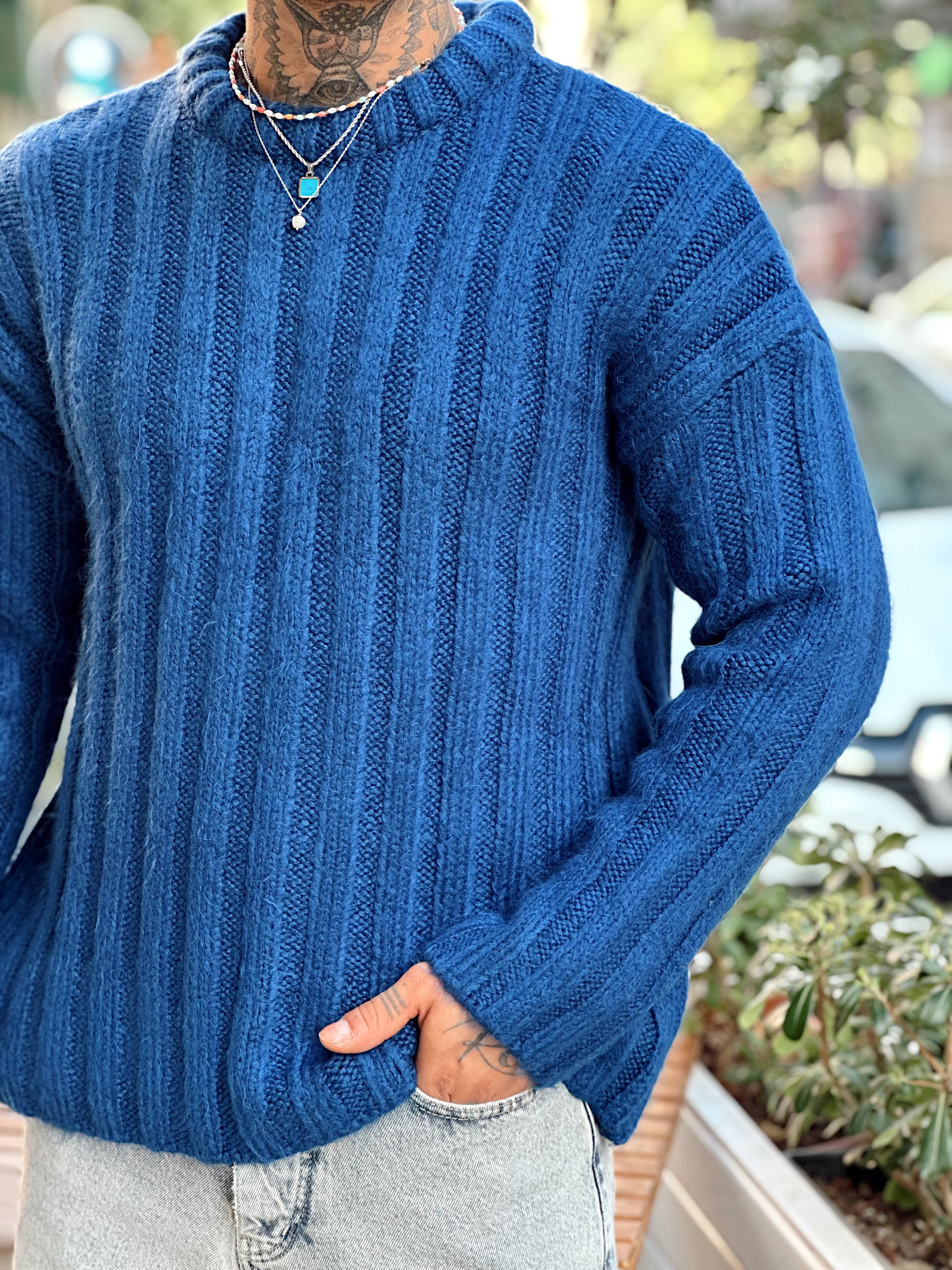 MS4008 - Kendinden Şeritli Yarım Balıkçı Sweatshirt laci