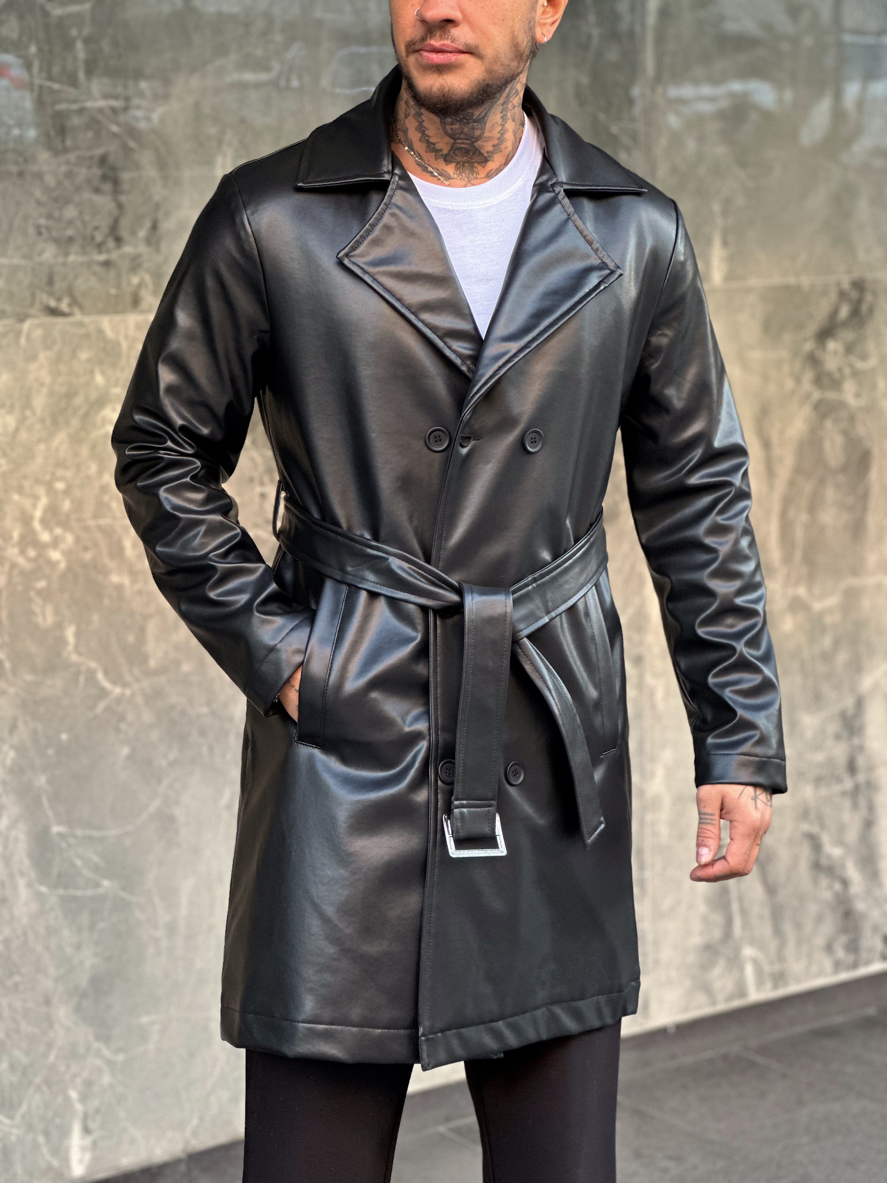 MC2342 - Deri Kemer Detaylı Trench Coat