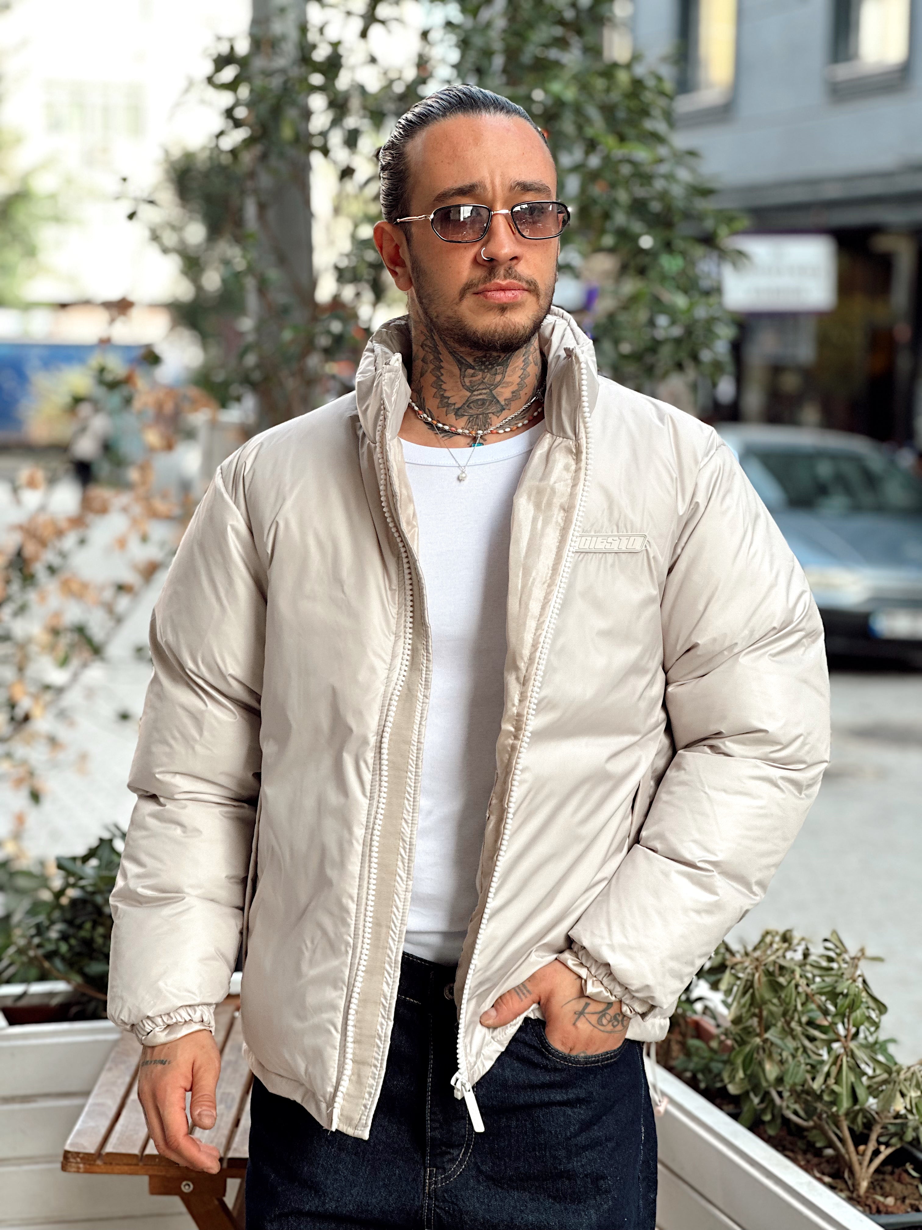 MM4093 - Giesto Oversize Şişme Mont krem