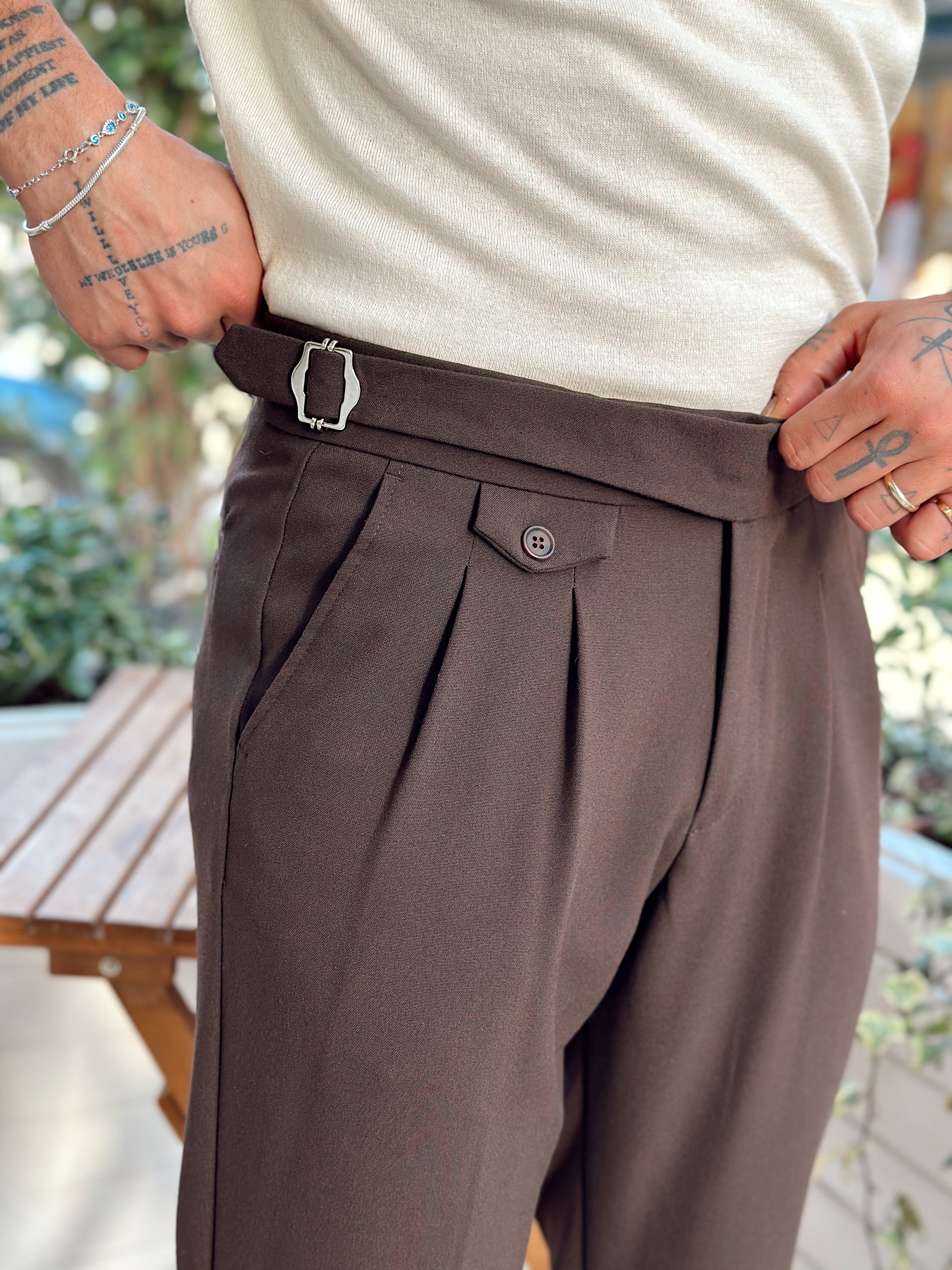 MP2645 - Duble Paça İtalyan Kesim Pantolon Kahve