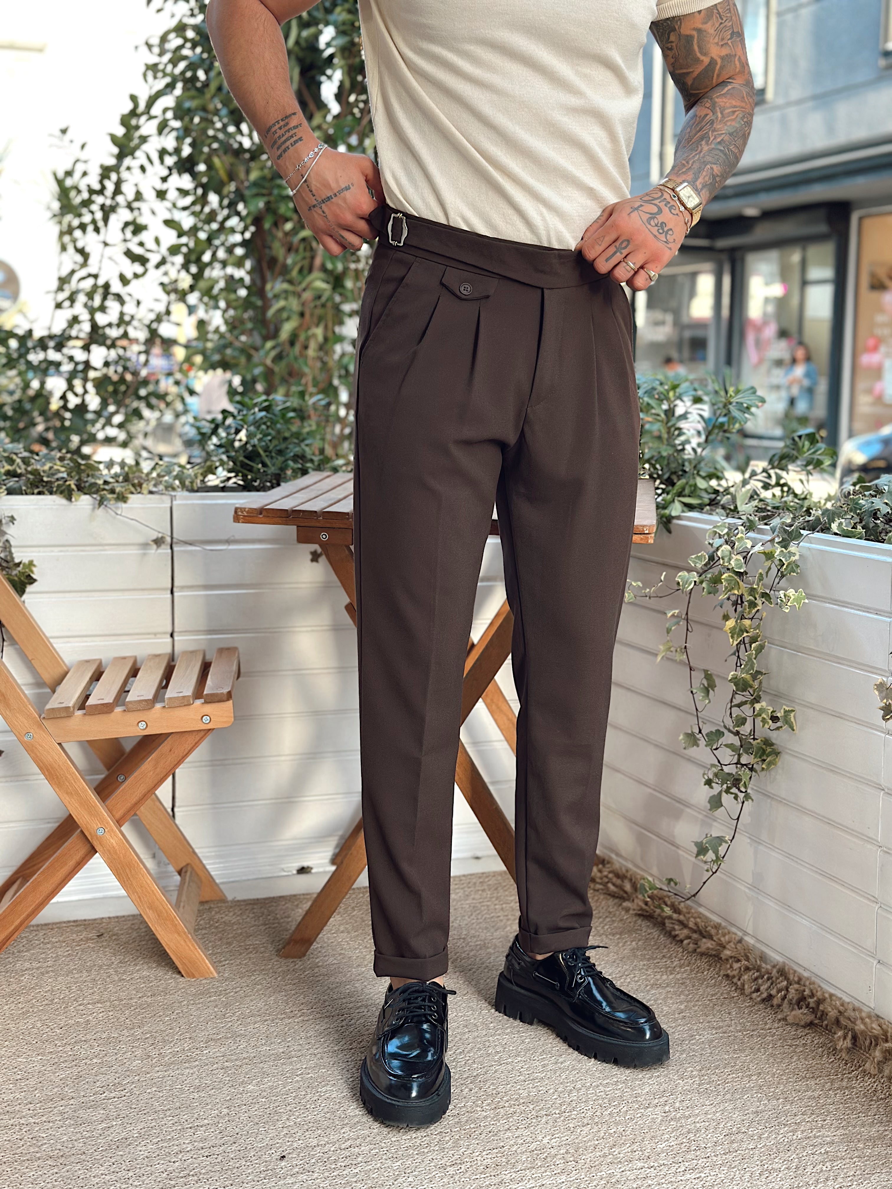 MP2645 - Duble Paça İtalyan Kesim Pantolon Kahve