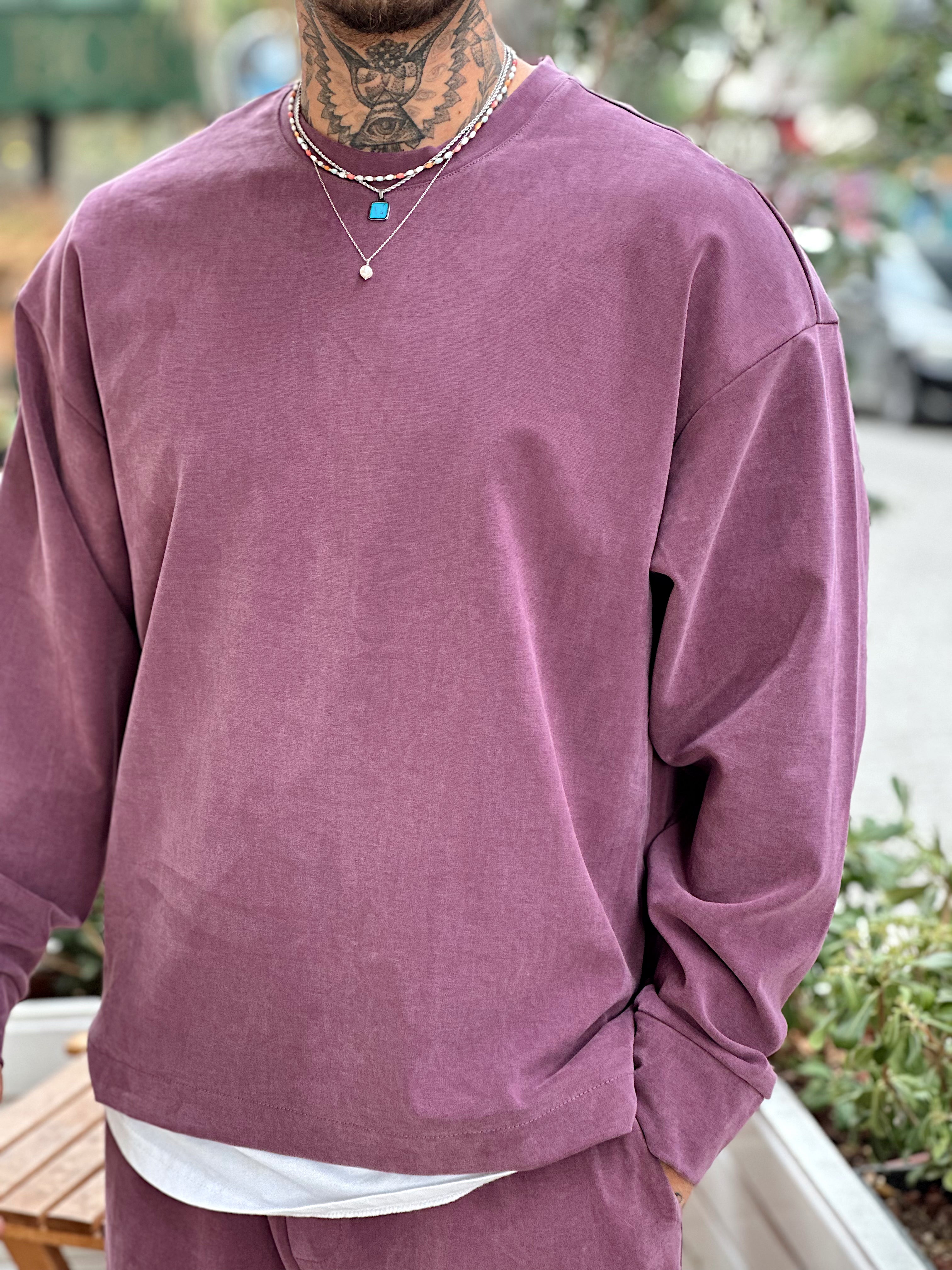 MT4066 - Modal Kumaş Sweatshirt Pantolon Takım bordo