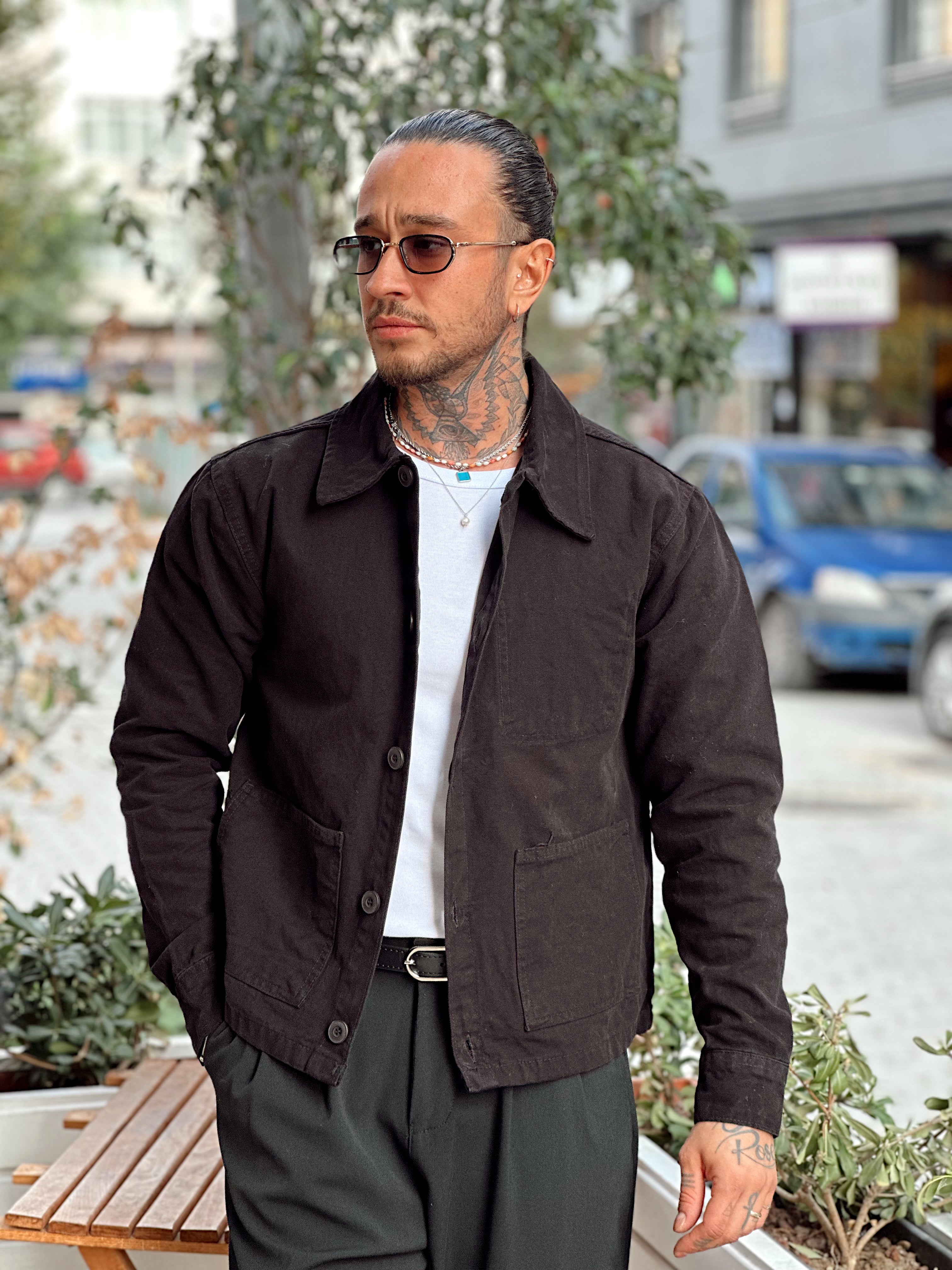 MC4076 - Cep Detaylı Basic Gabardin Ceket siyah