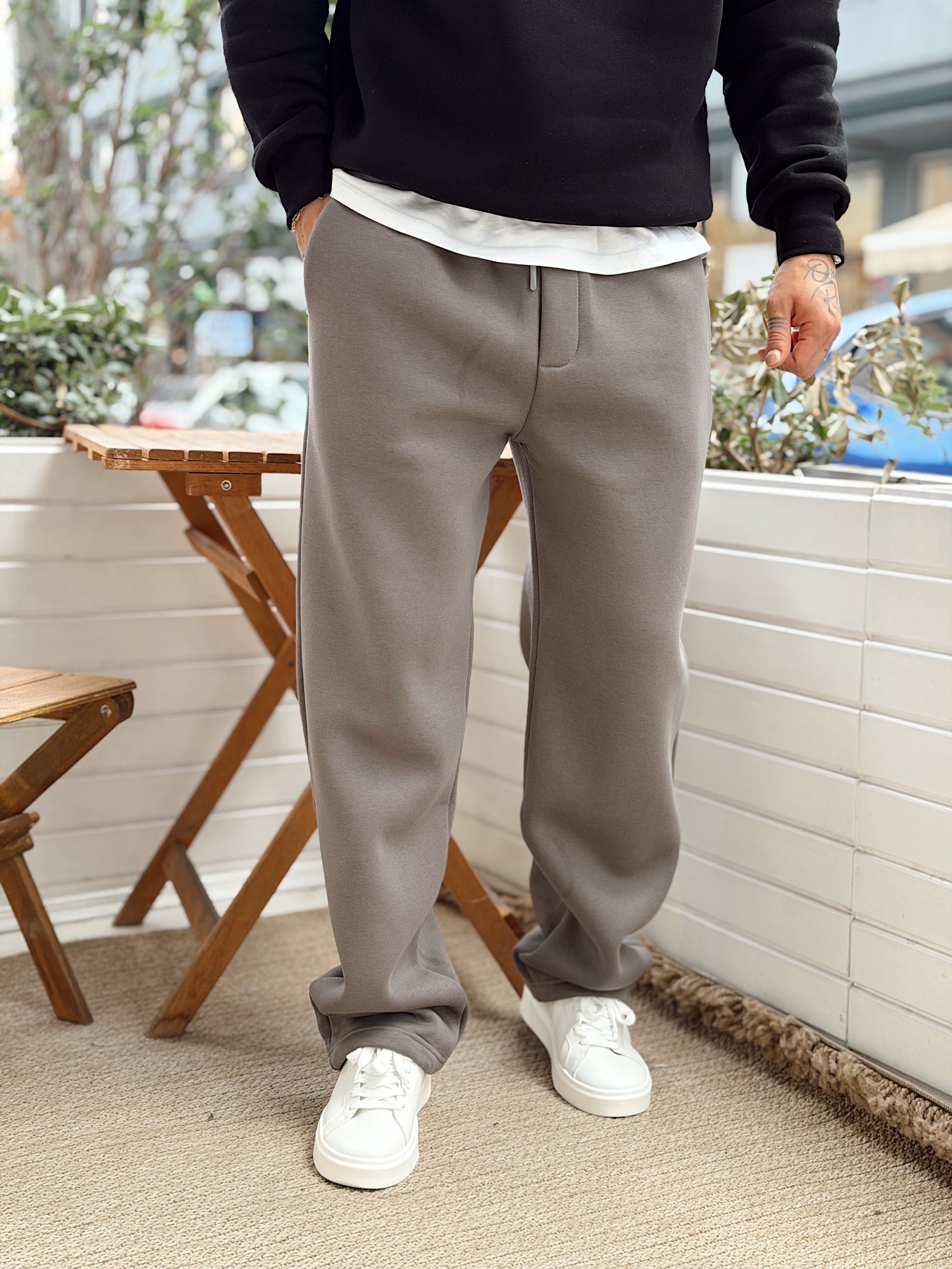 ME4110 - Basic Şardonlu Baggy Eşofman gri