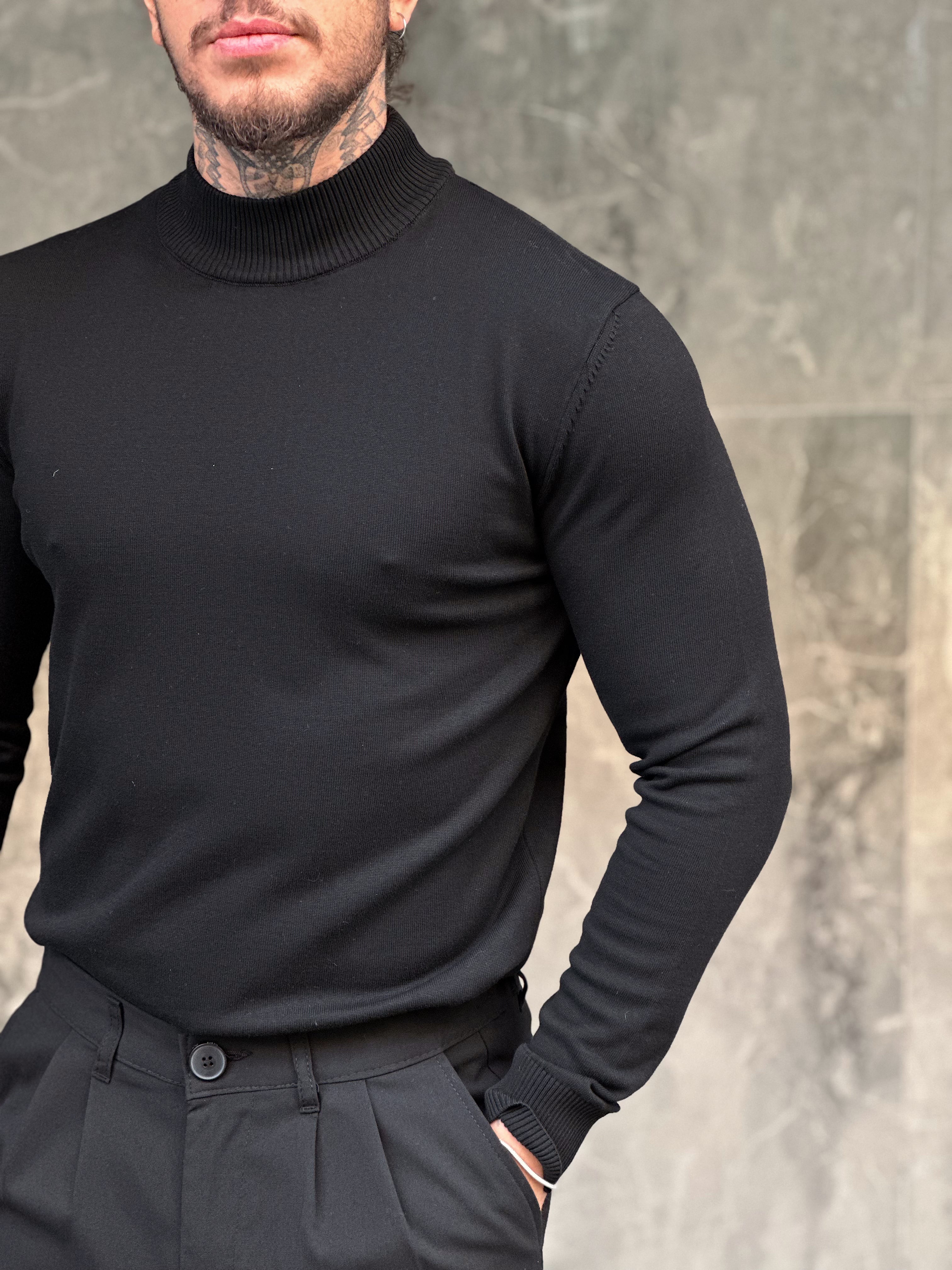 MS2395  - Slim Kalıp Balıkçı Yaka İnce Sweatshirt