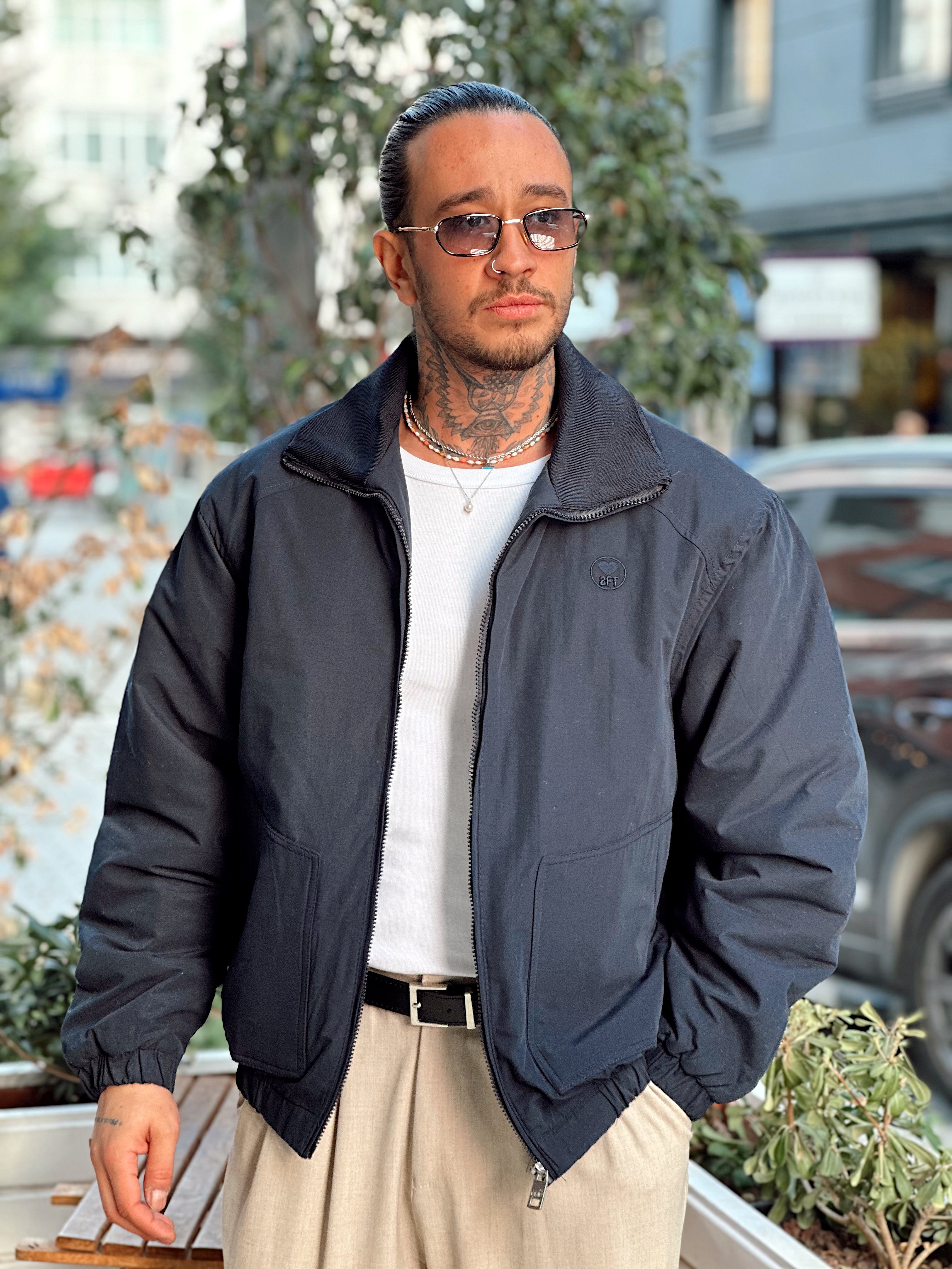 MM4080 - Göğüs Nakışlı Oversize Mont Laci