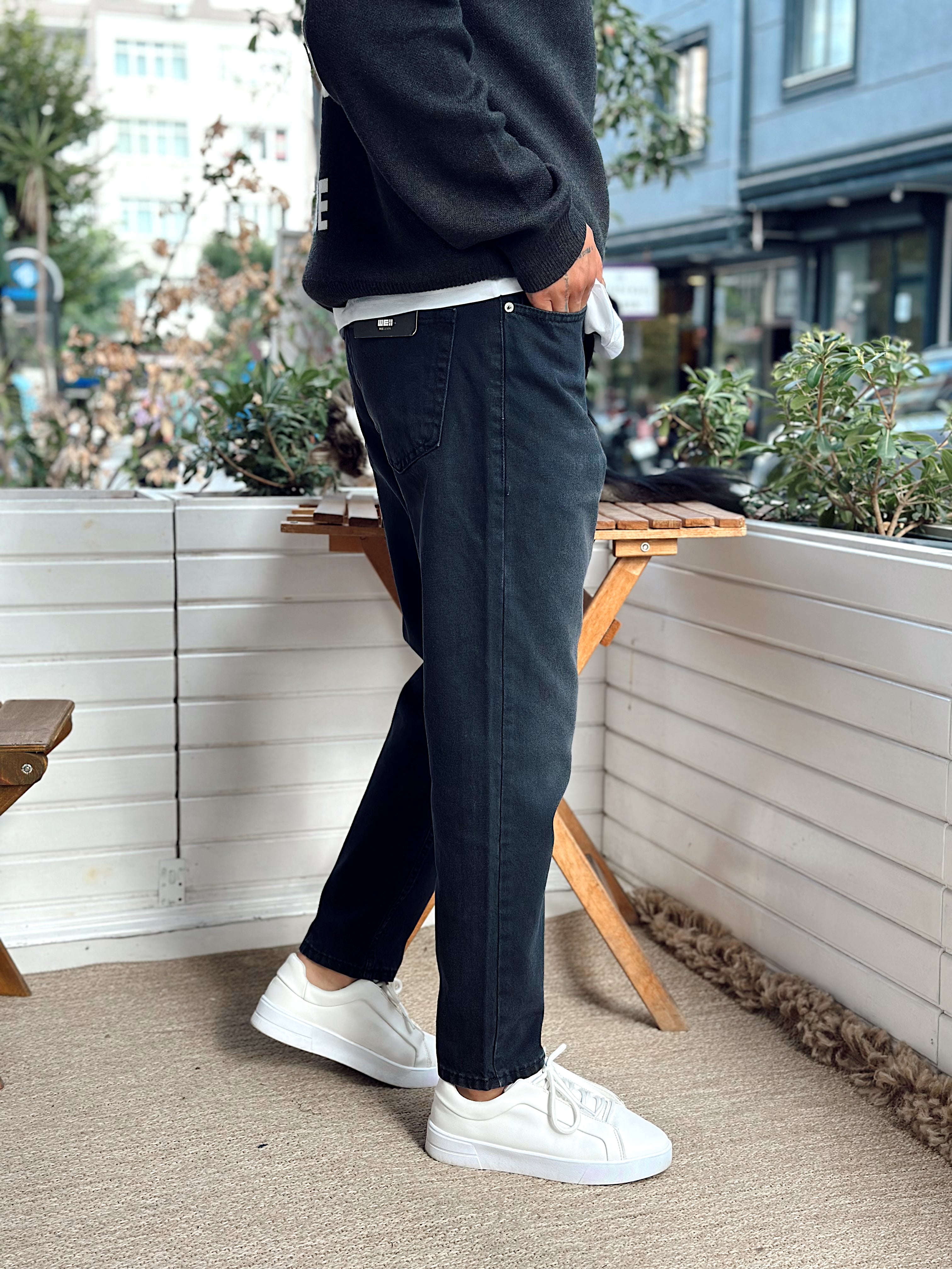 MP4016 - W11 Boyfriend Kot Pantolon SiyahYıkamalı