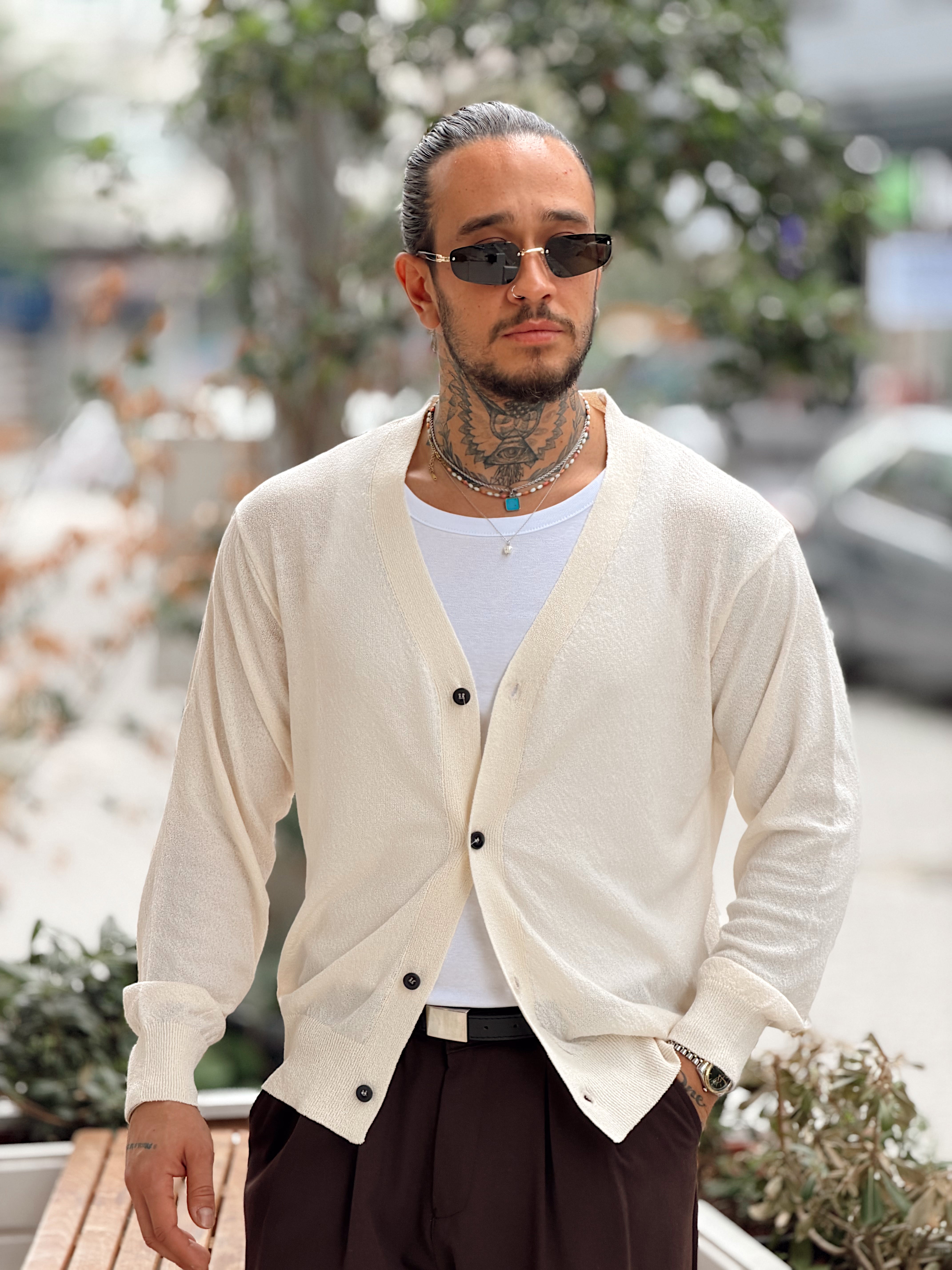 MS4108 - Mevsimlik İnce Hırka Krem